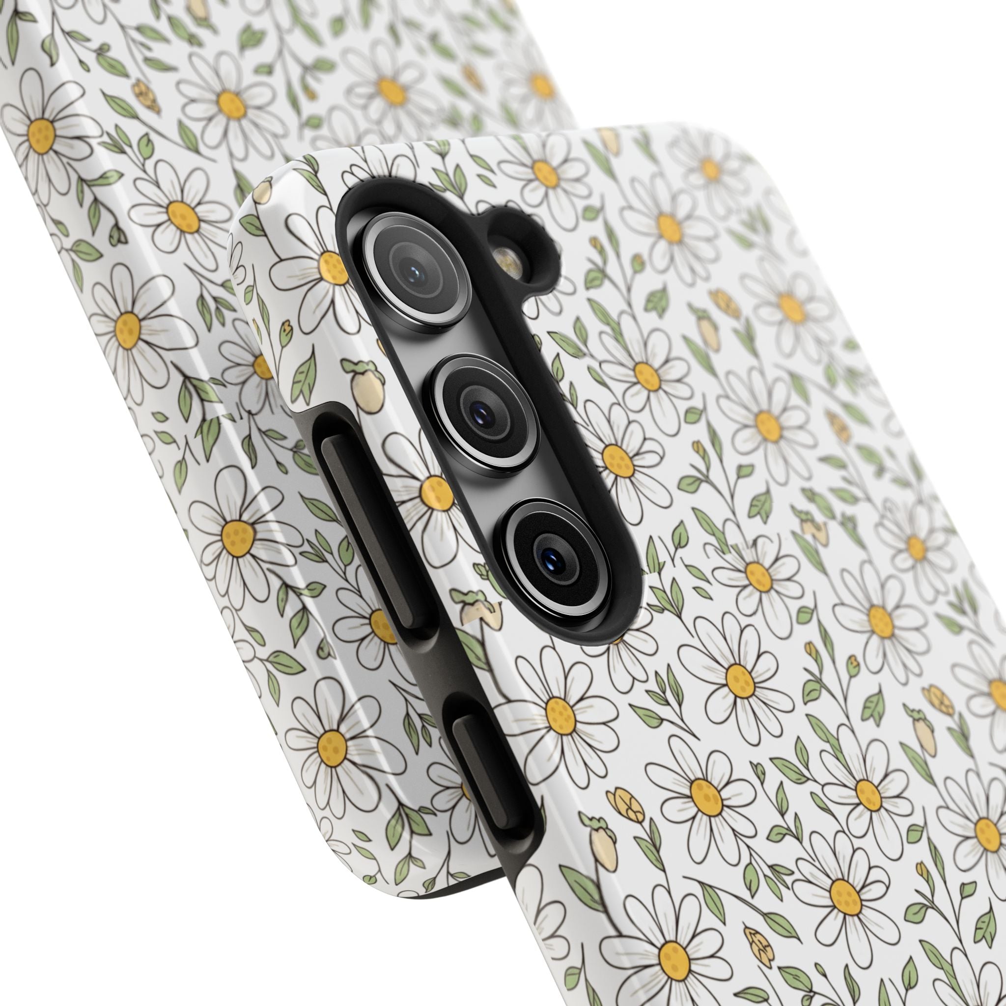 Daisy Floral Tough Phone Case — Protective White Spring Pattern