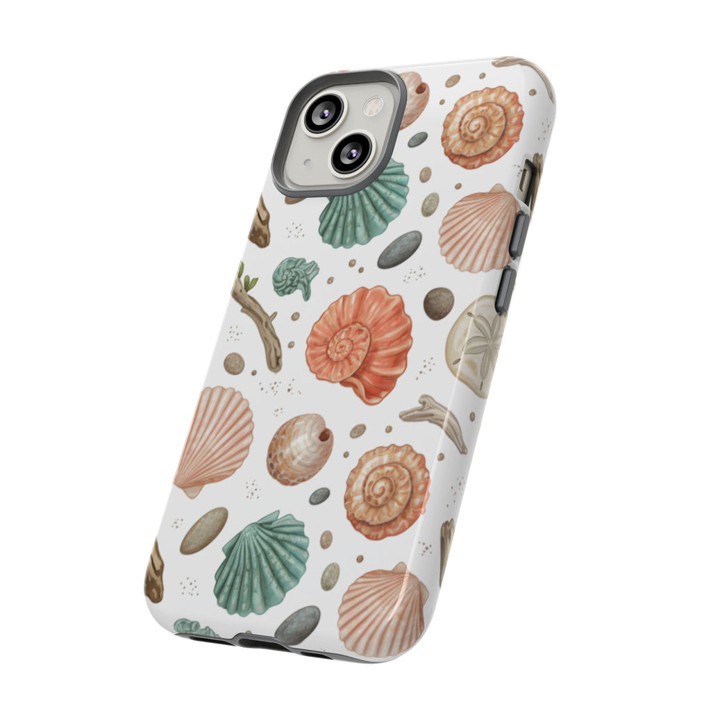 Seashell Pattern Phone Case - Coastal Beach Shells Protective Tough Case