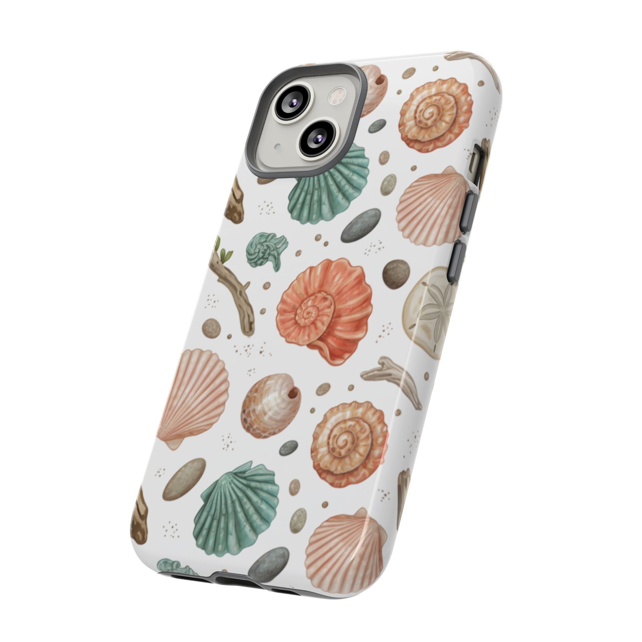 Seashell Pattern Phone Case - Coastal Beach Shells Protective Tough Case