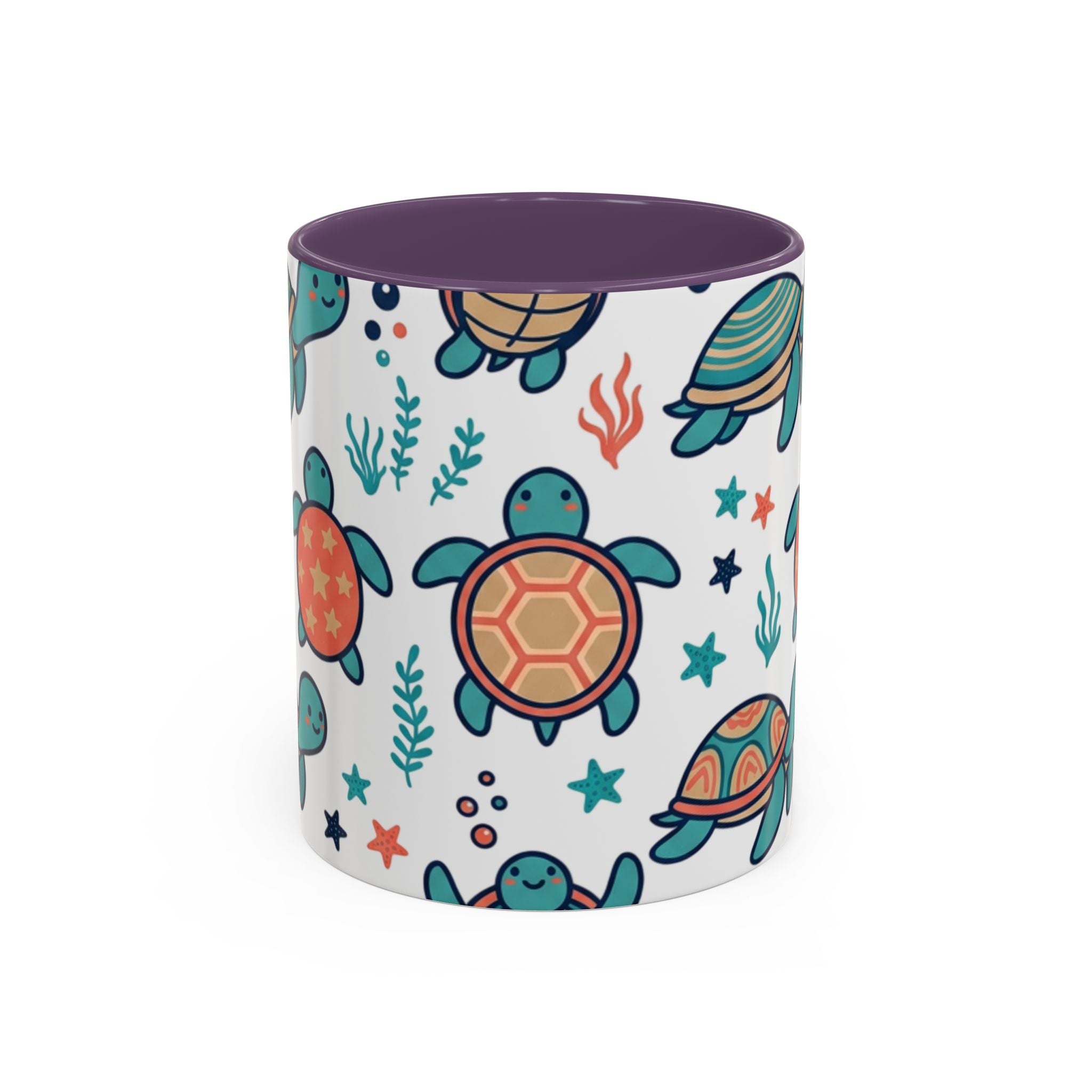 Turtle Pattern Coffee Mug — Cute Sea Turtle Accent Mug (11/15oz)