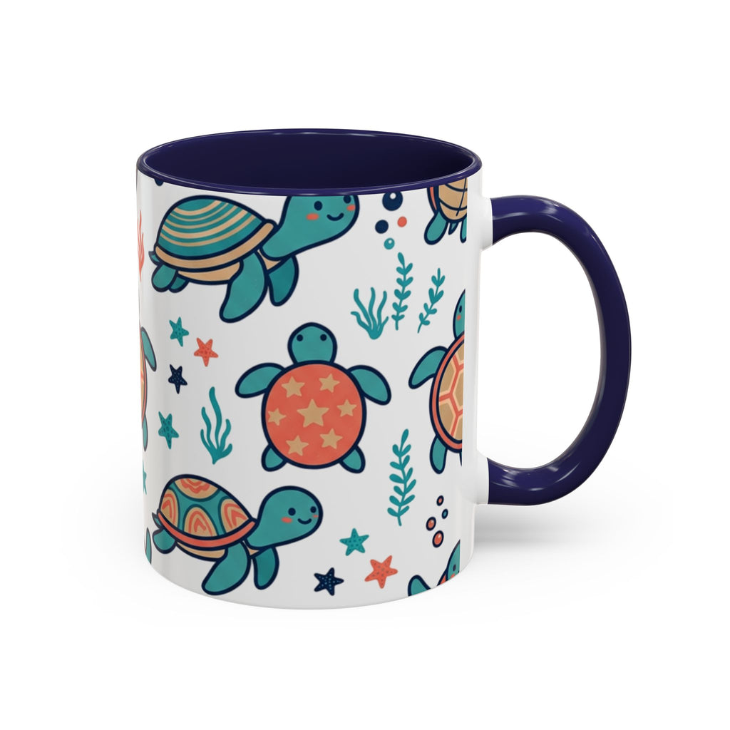 Turtle Pattern Coffee Mug — Cute Sea Turtle Accent Mug (11/15oz)