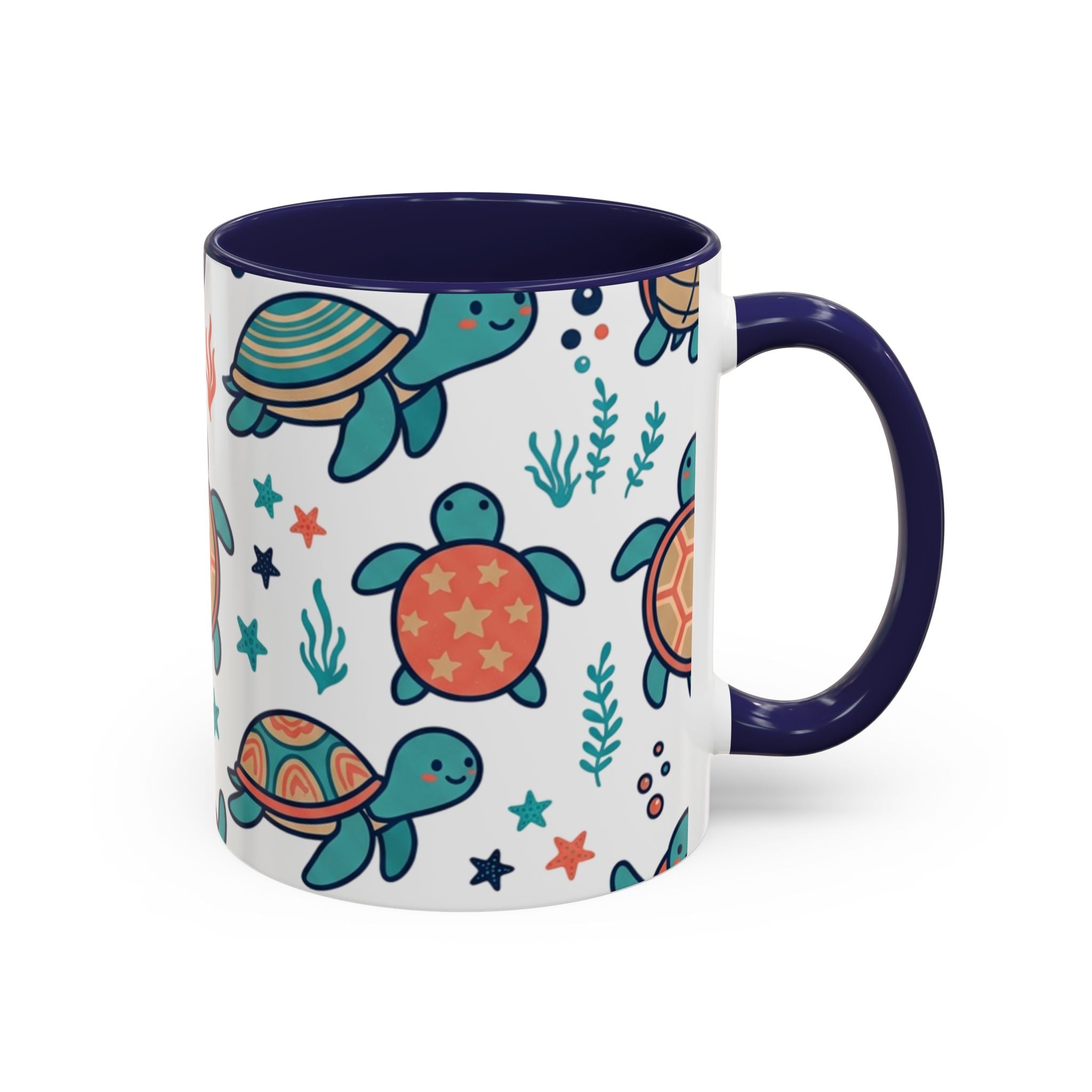 Turtle Pattern Coffee Mug — Cute Sea Turtle Accent Mug (11/15oz)