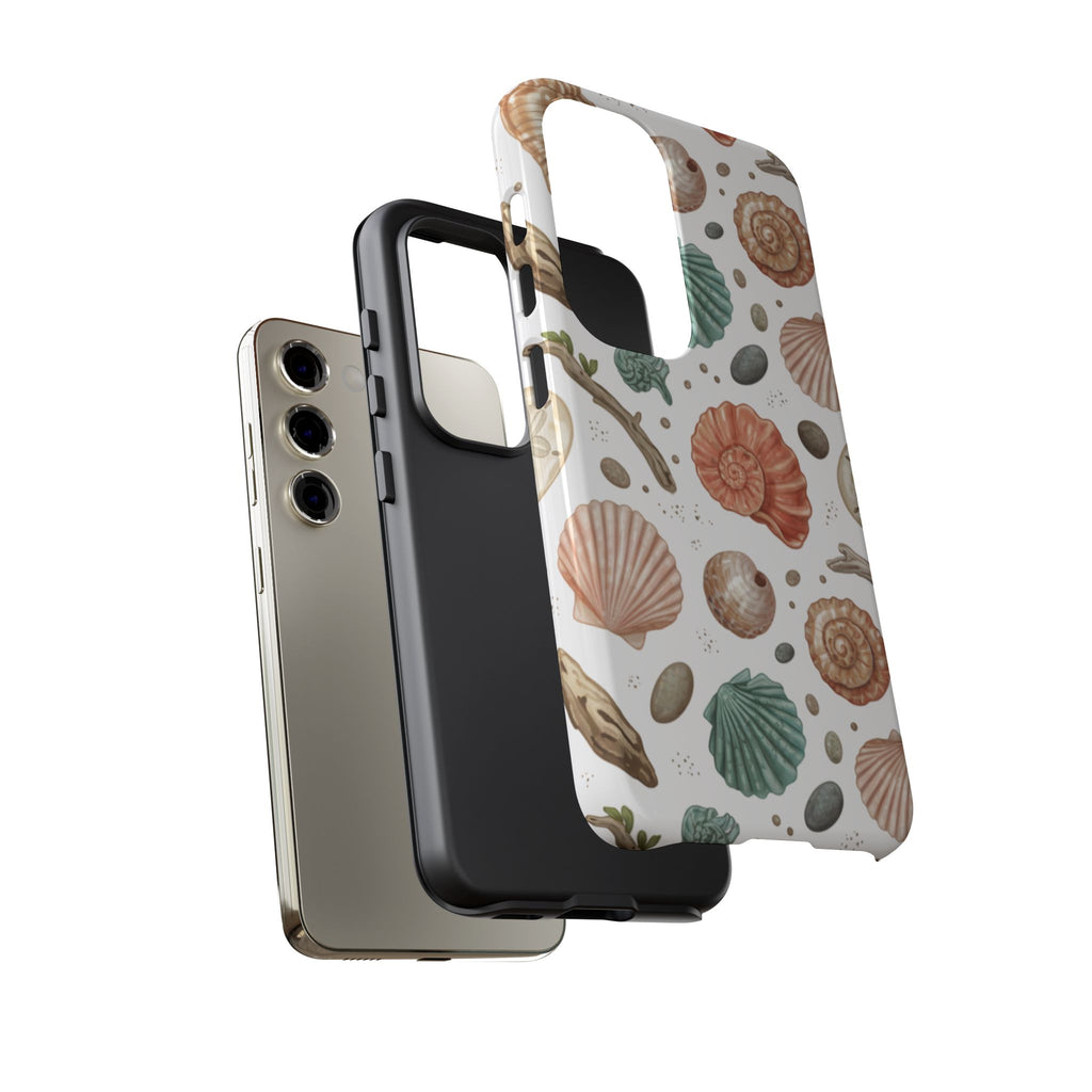 Seashell Pattern Phone Case - Coastal Beach Shells Protective Tough Case