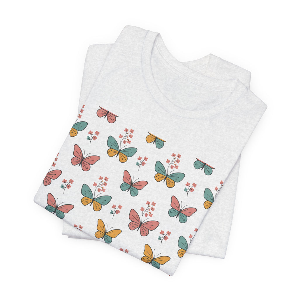 Butterfly Pattern Tee — Pastel Moth Floral Unisex T-Shirt