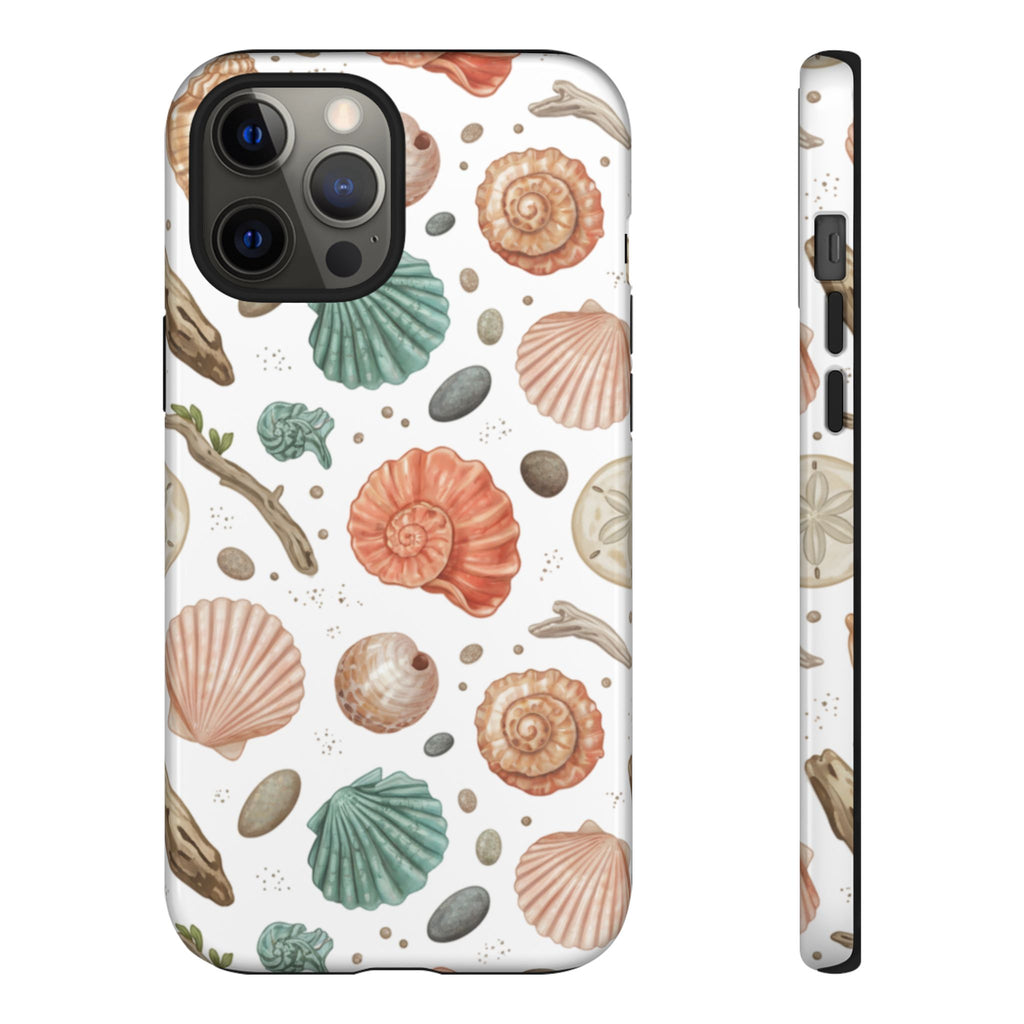 Seashell Pattern Phone Case - Coastal Beach Shells Protective Tough Case