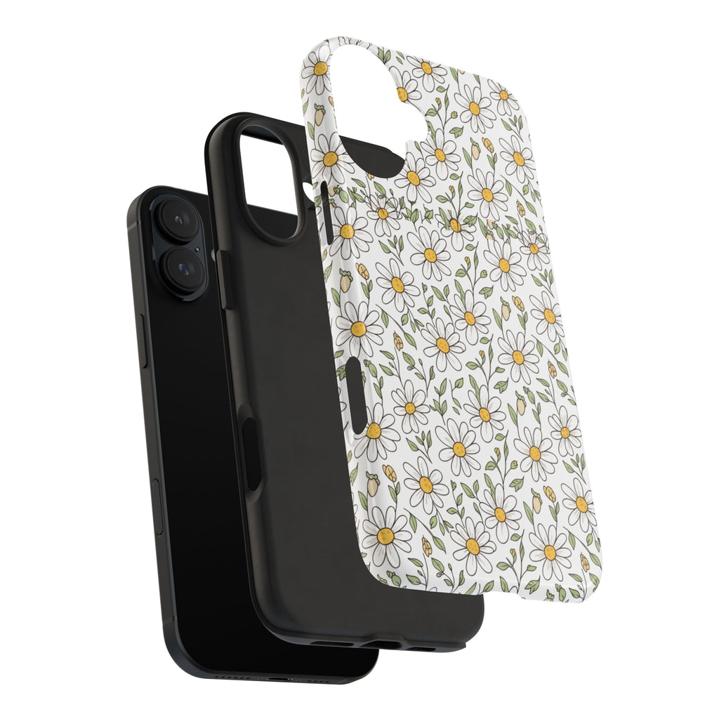 Daisy Floral Tough Phone Case — Protective White Spring Pattern
