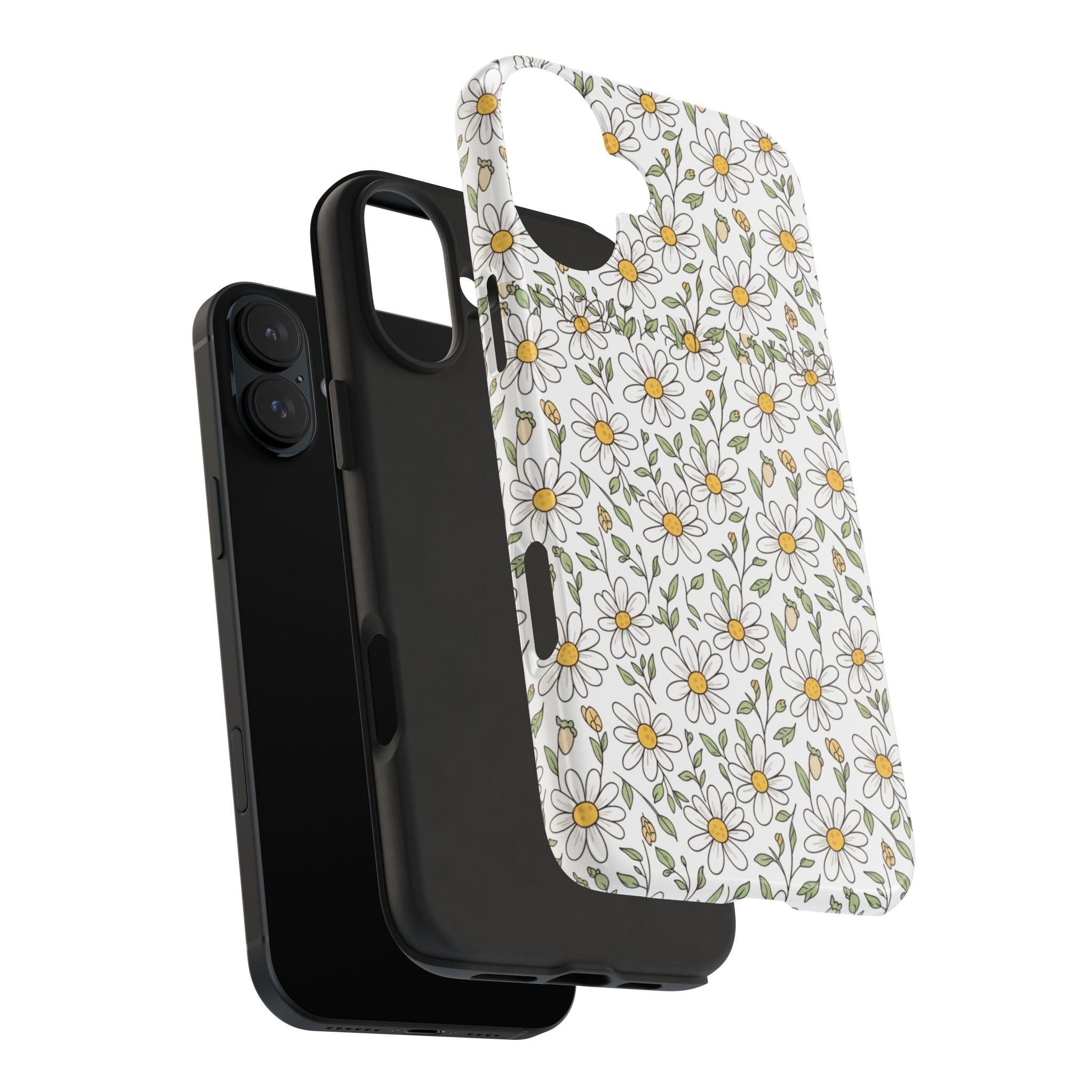 Daisy Floral Tough Phone Case — Protective White Spring Pattern