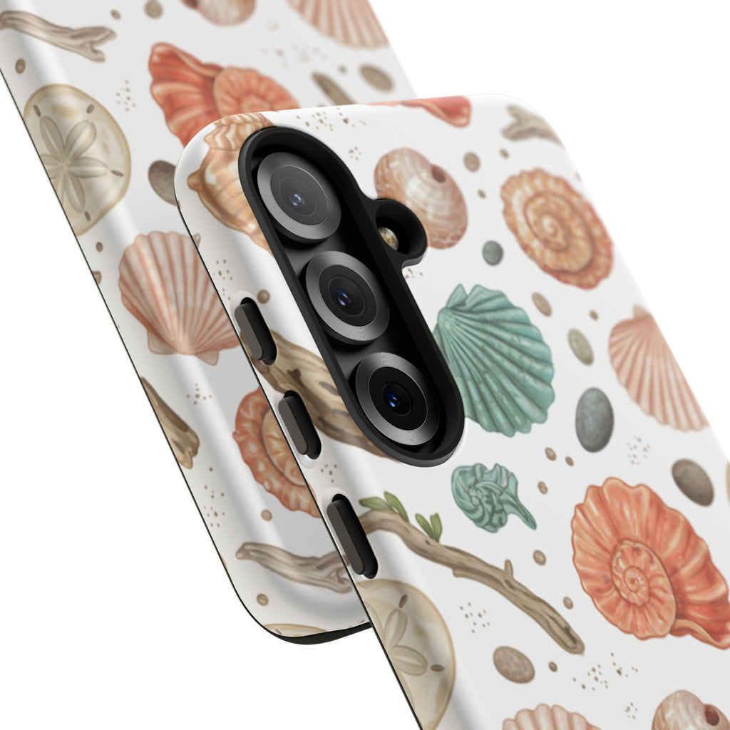 Seashell Pattern Phone Case - Coastal Beach Shells Protective Tough Case