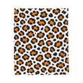 Leopard Print Velveteen Plush Blanket — Cozy Orange & Black Animal Print Throw