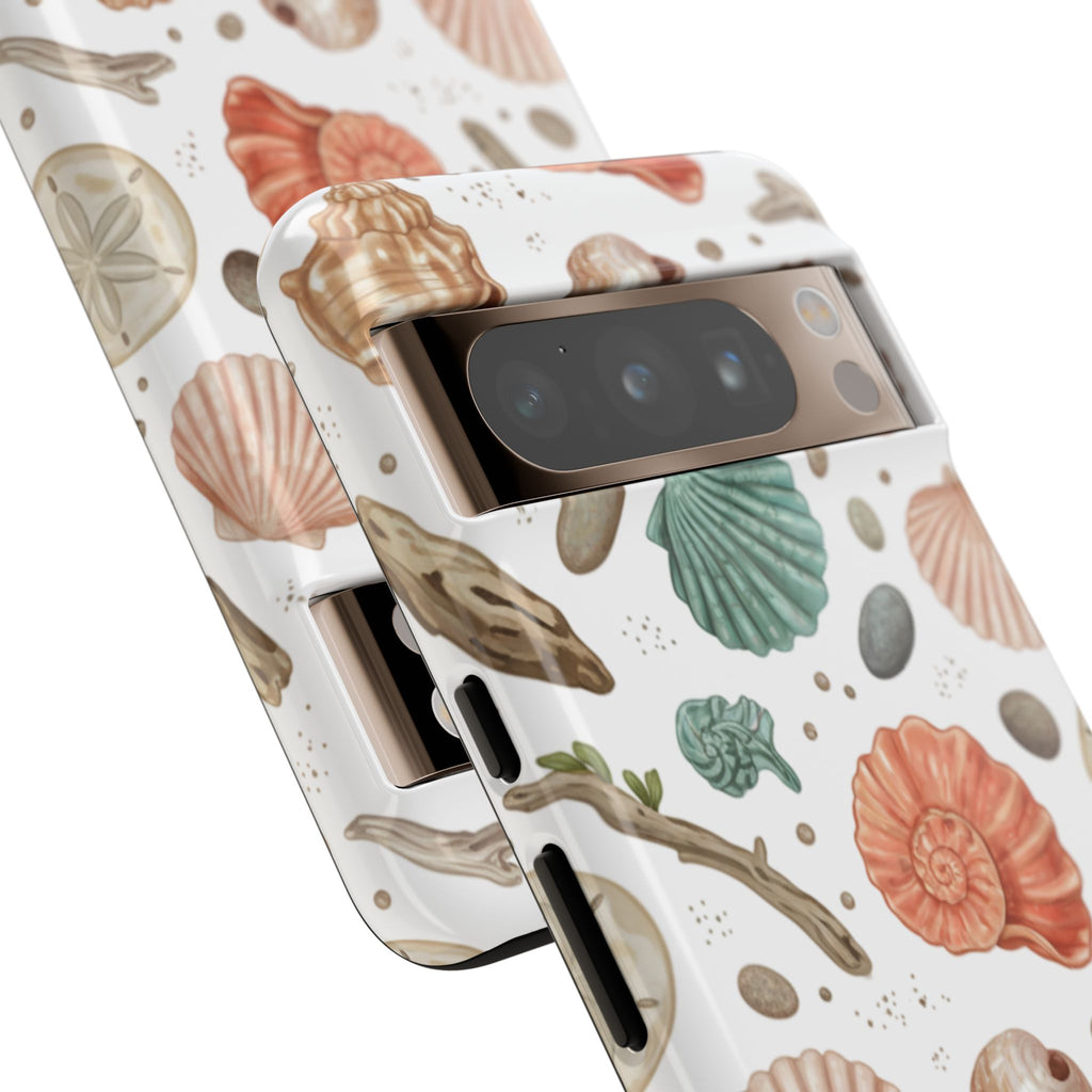 Seashell Pattern Phone Case - Coastal Beach Shells Protective Tough Case