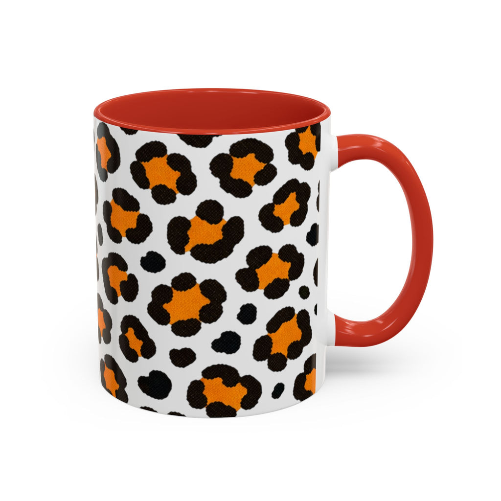 Leopard Print Accent Coffee Mug - Orange & Black Pattern 11/15oz
