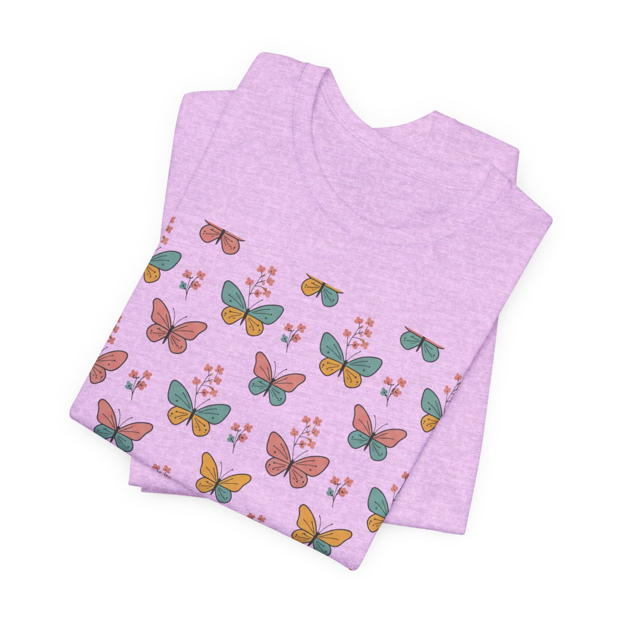 Butterfly Pattern Tee — Pastel Moth Floral Unisex T-Shirt