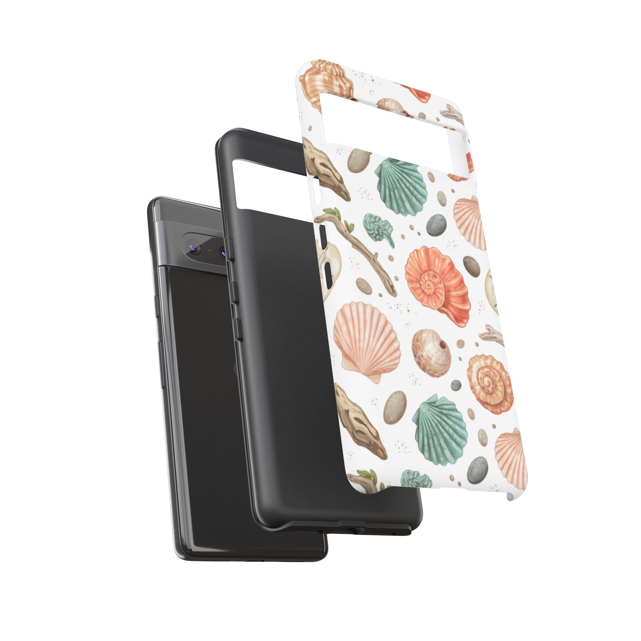 Seashell Pattern Phone Case - Coastal Beach Shells Protective Tough Case