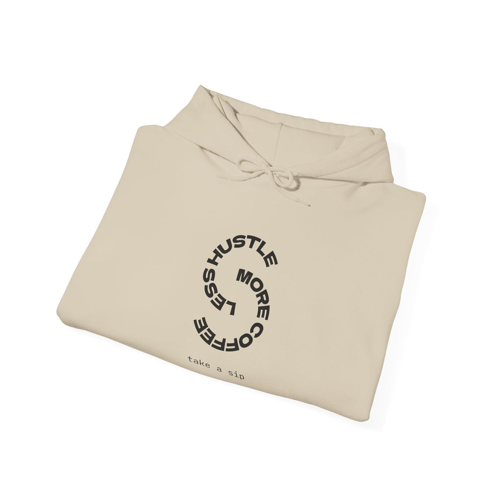 Hustle More, Coffee Less Hoodie — Minimal Motivational Pullover