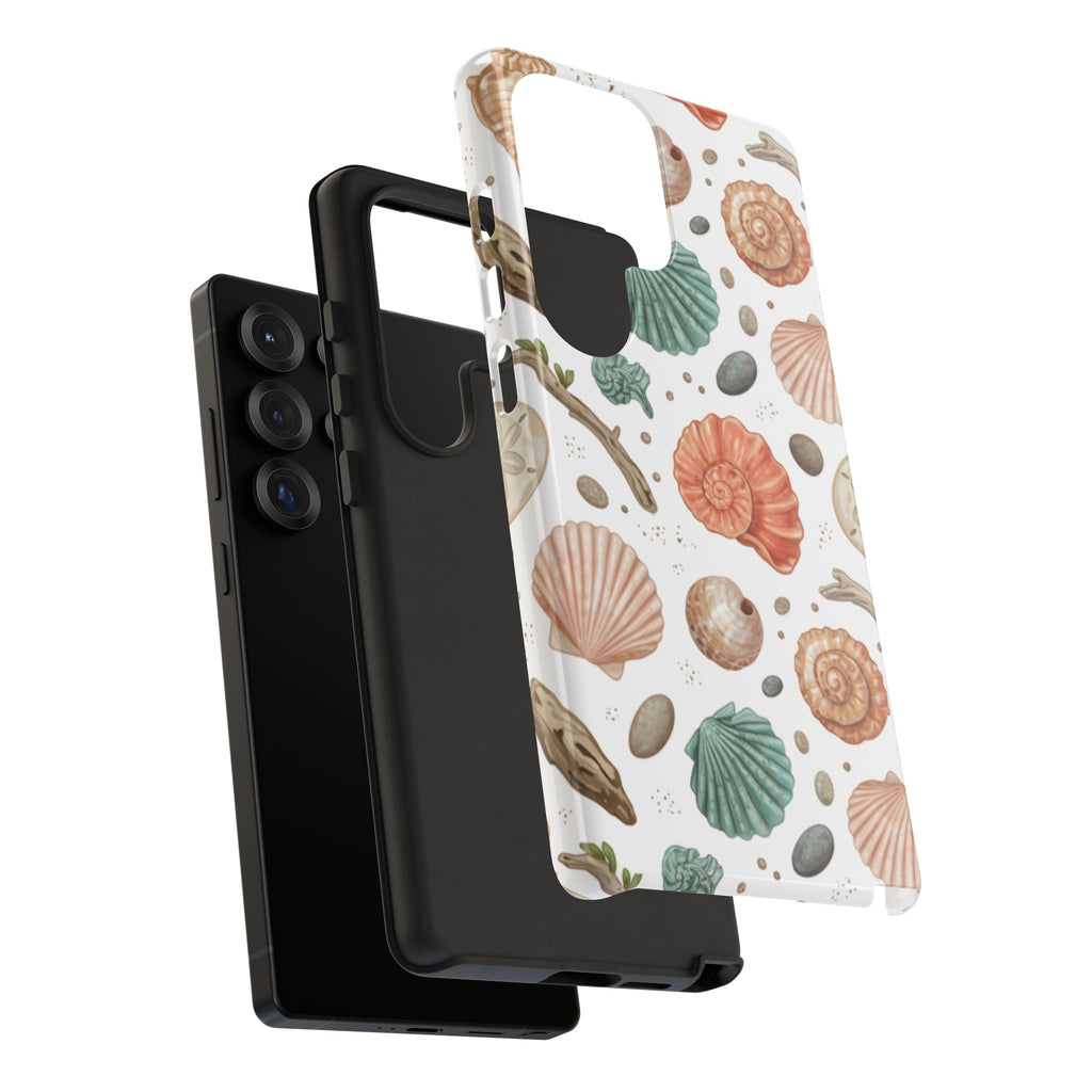 Seashell Pattern Phone Case - Coastal Beach Shells Protective Tough Case