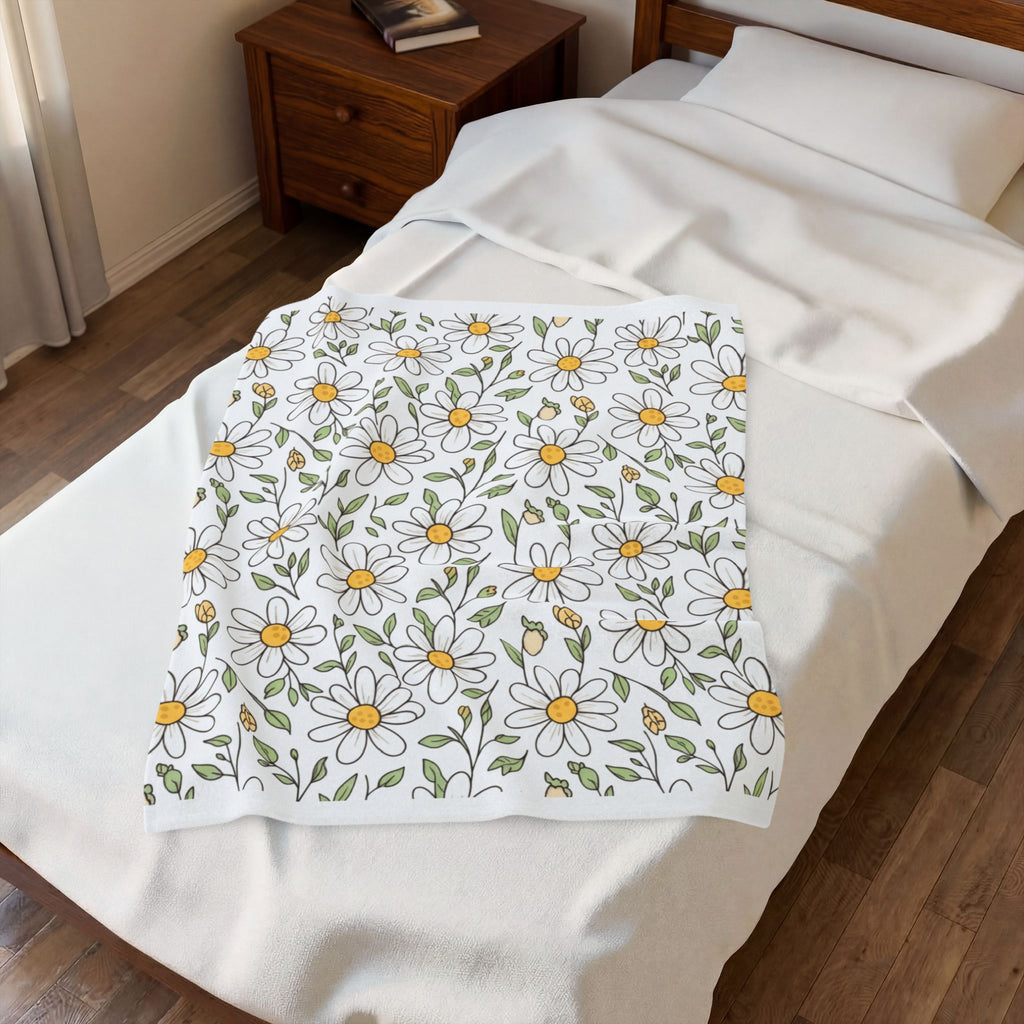 Daisy Floral Velveteen Plush Blanket