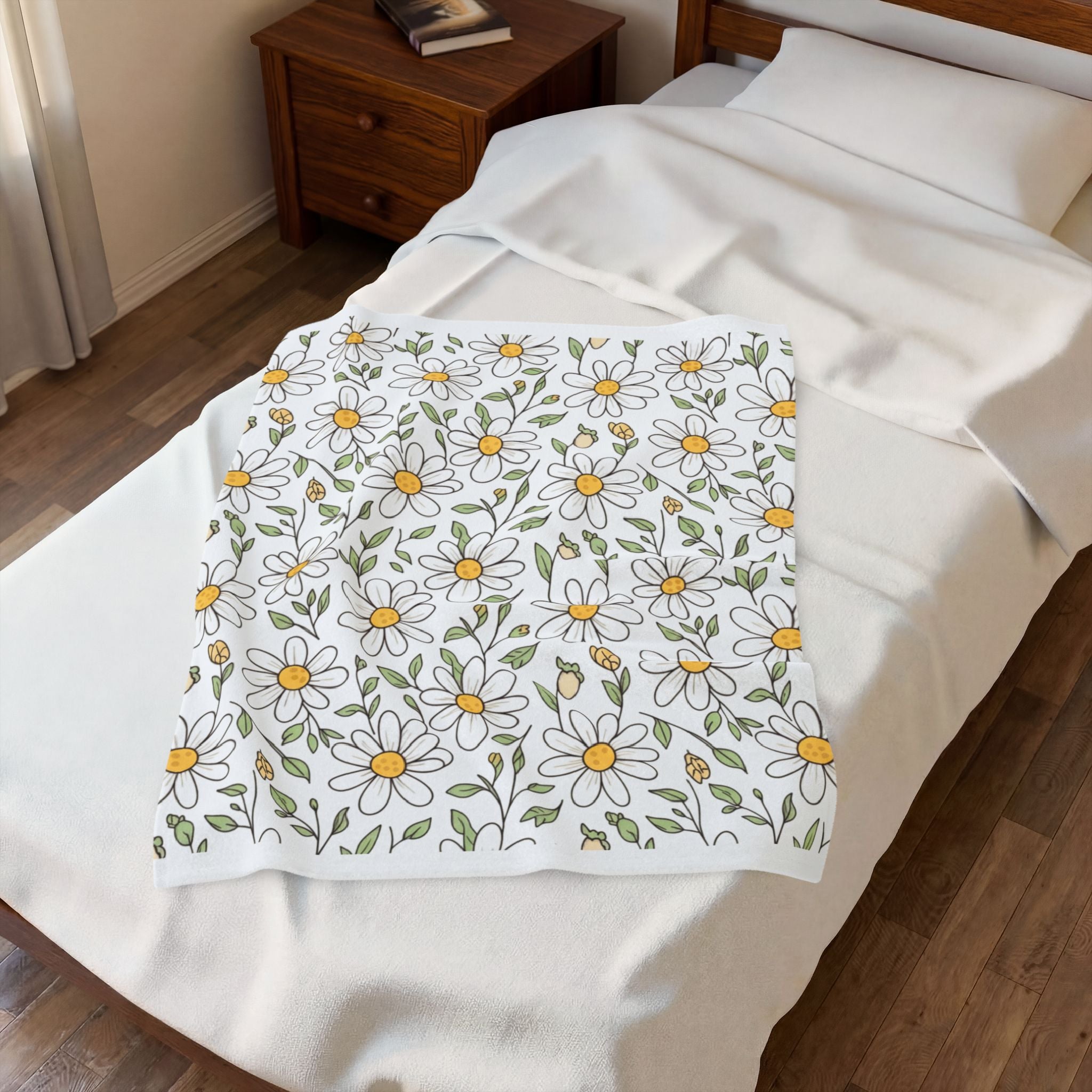 Daisy Floral Velveteen Plush Blanket