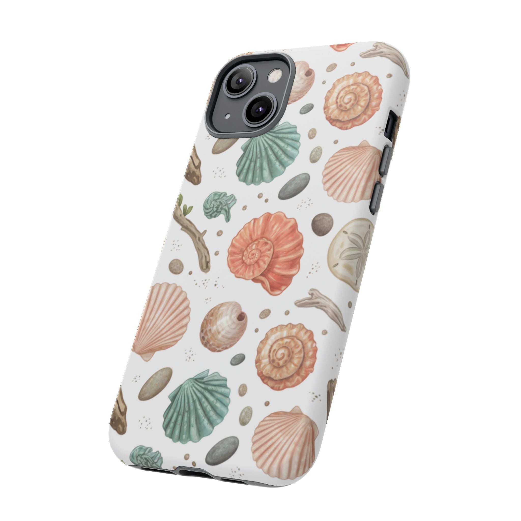 Seashell Pattern Phone Case - Coastal Beach Shells Protective Tough Case
