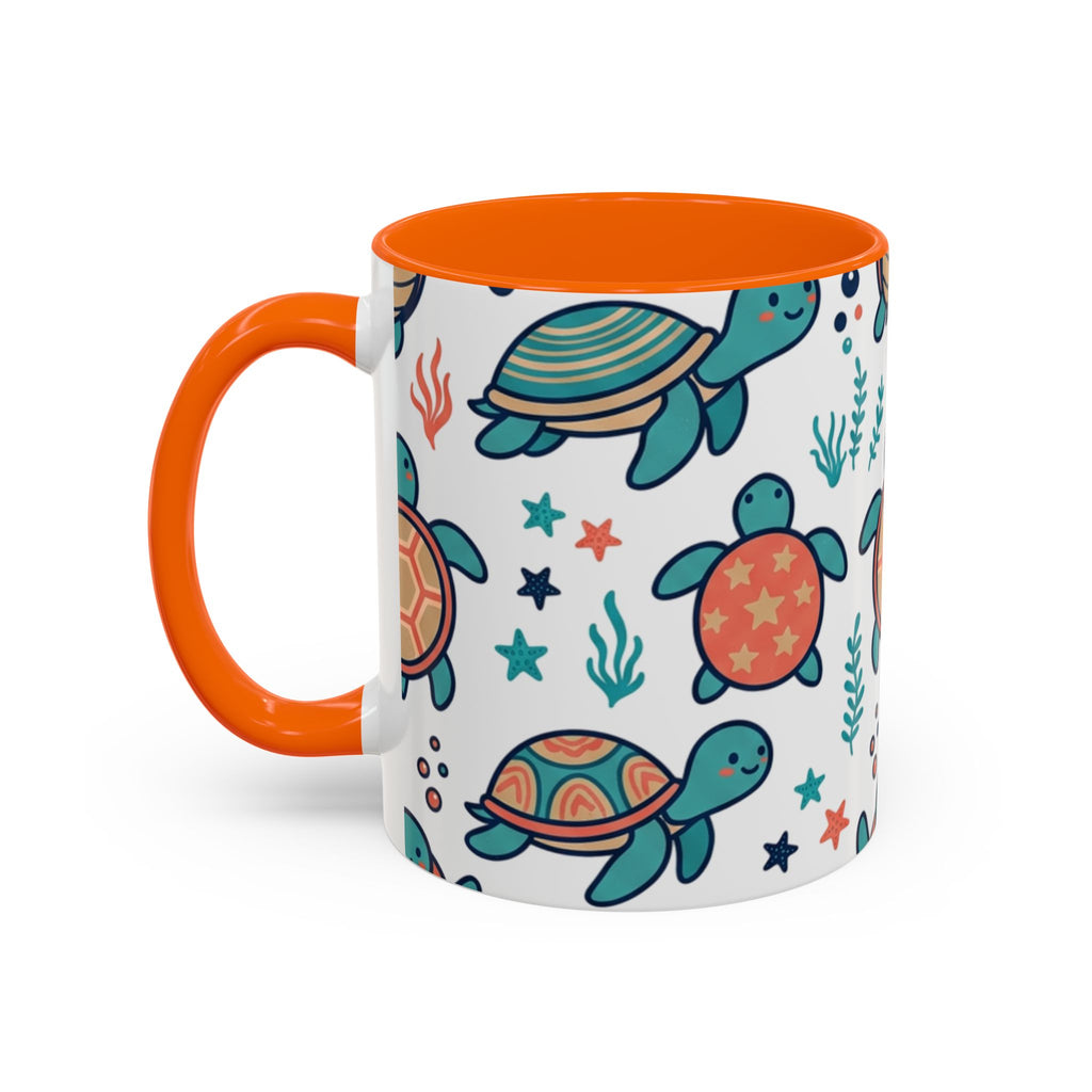 Turtle Pattern Coffee Mug — Cute Sea Turtle Accent Mug (11/15oz)