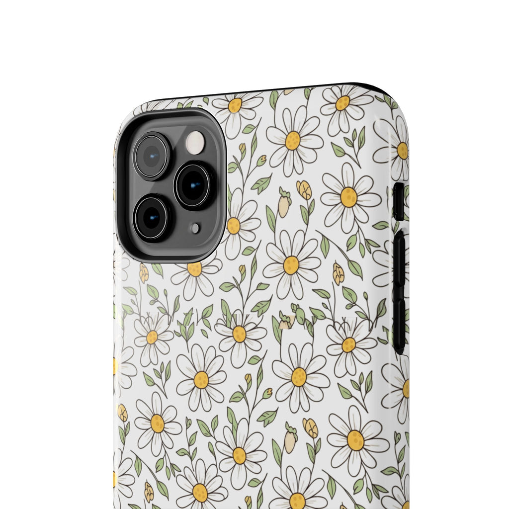 Daisy Floral Tough Phone Case — Protective White Spring Pattern
