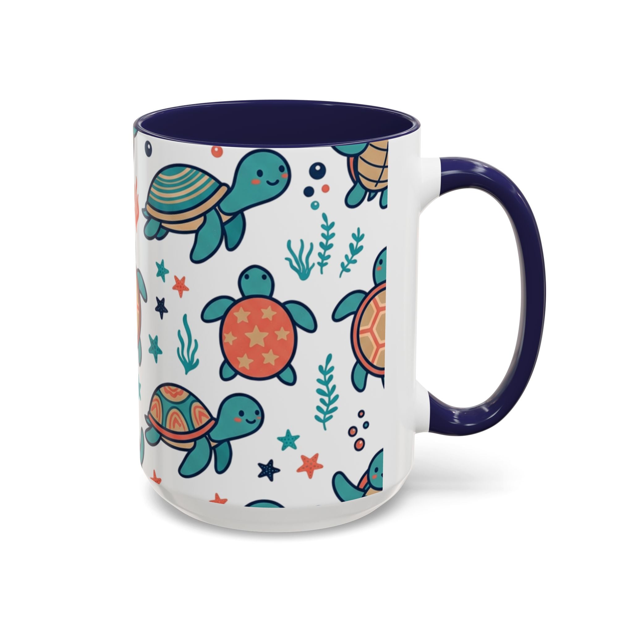 Turtle Pattern Coffee Mug — Cute Sea Turtle Accent Mug (11/15oz)