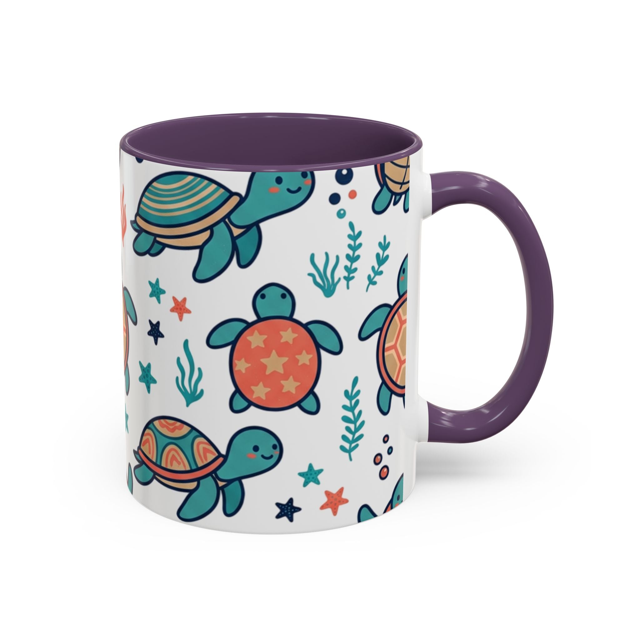 Turtle Pattern Coffee Mug — Cute Sea Turtle Accent Mug (11/15oz)