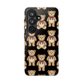 Teddy Bear Pattern Phone Case — Cute Vintage Ribbon Bears on Black