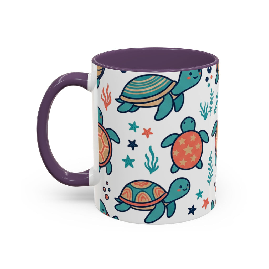 Turtle Pattern Coffee Mug — Cute Sea Turtle Accent Mug (11/15oz)