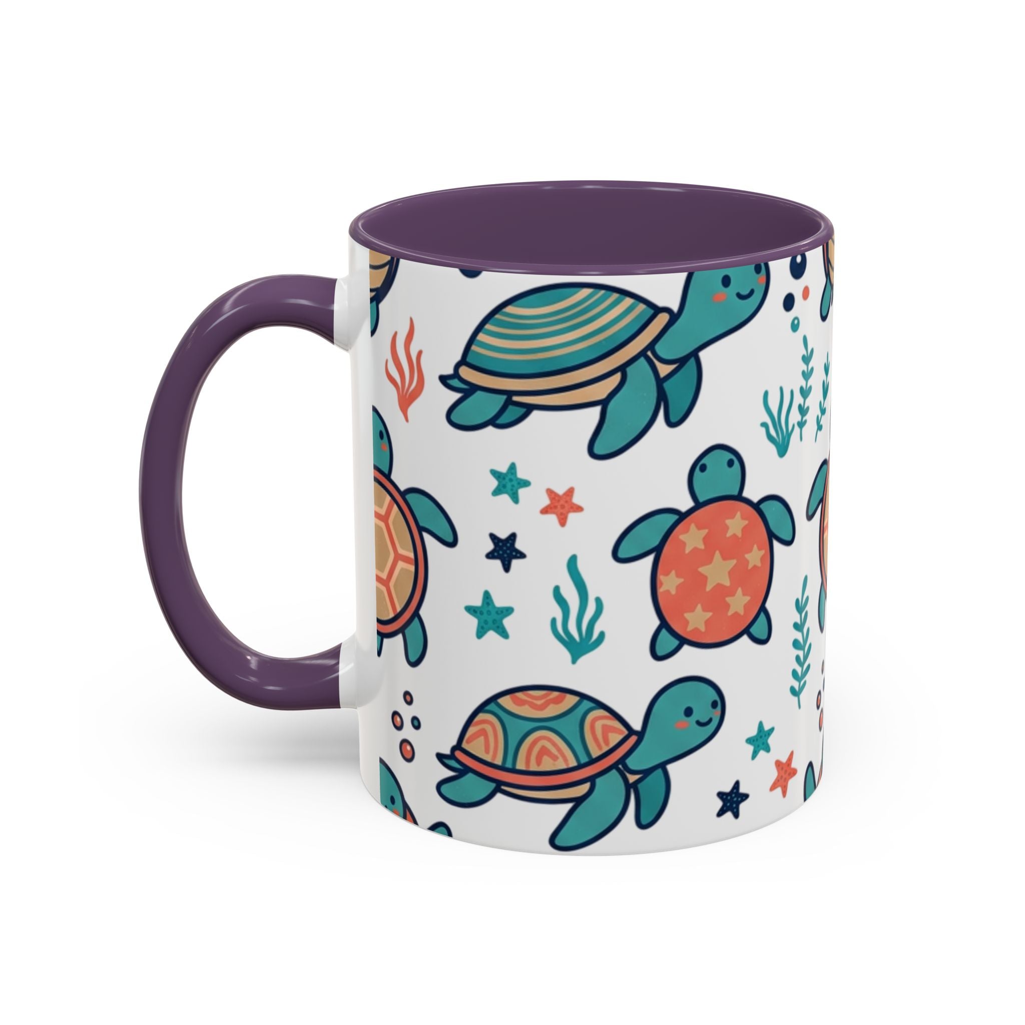 Turtle Pattern Coffee Mug — Cute Sea Turtle Accent Mug (11/15oz)