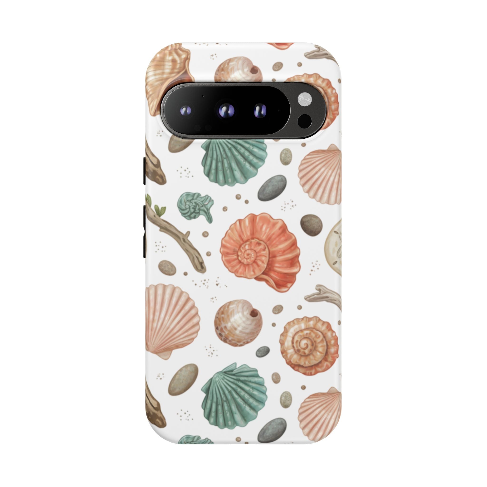 Seashell Pattern Phone Case - Coastal Beach Shells Protective Tough Case