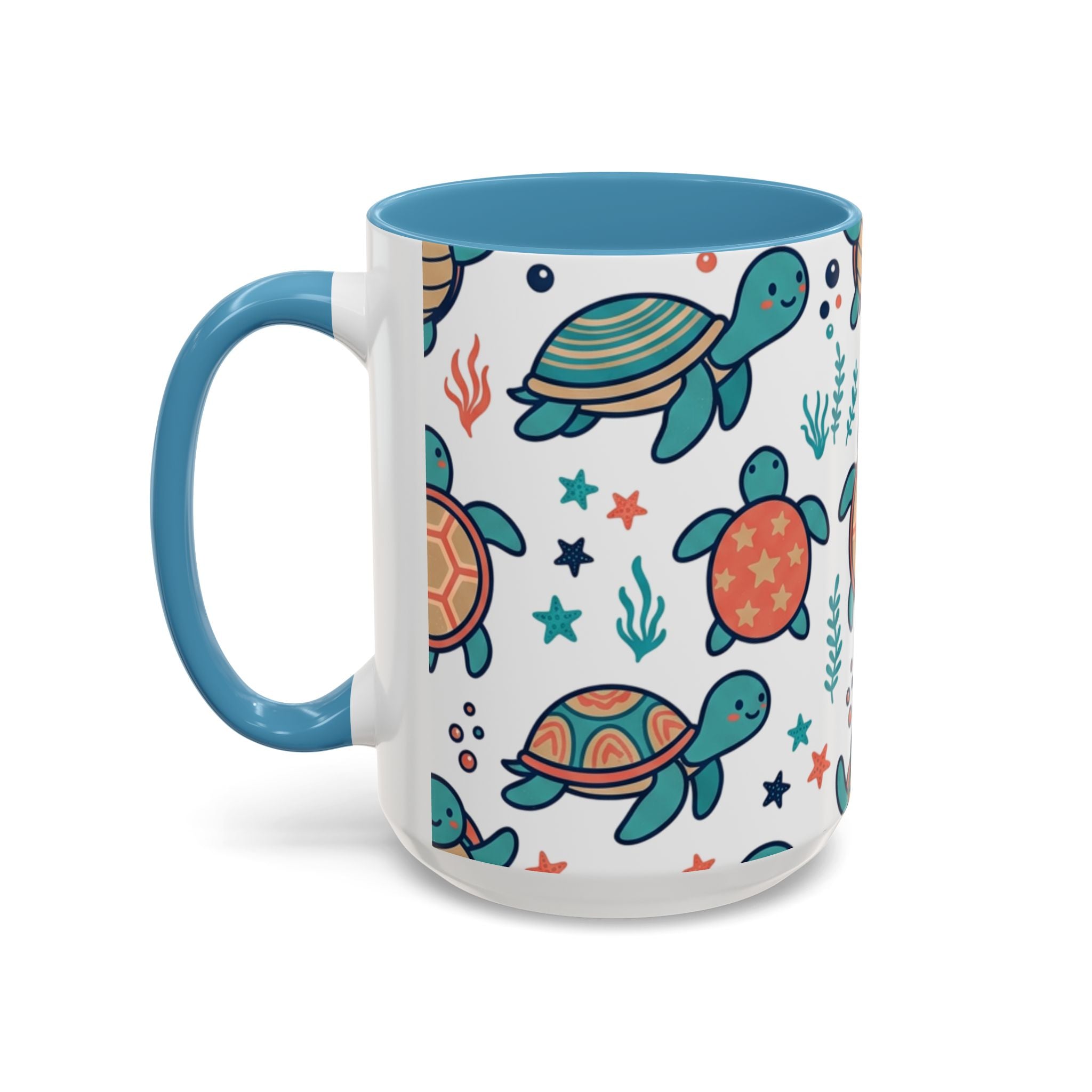 Turtle Pattern Coffee Mug — Cute Sea Turtle Accent Mug (11/15oz)