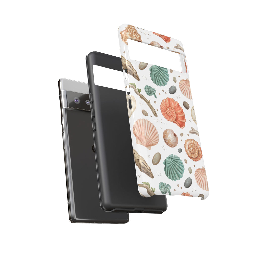 Seashell Pattern Phone Case - Coastal Beach Shells Protective Tough Case