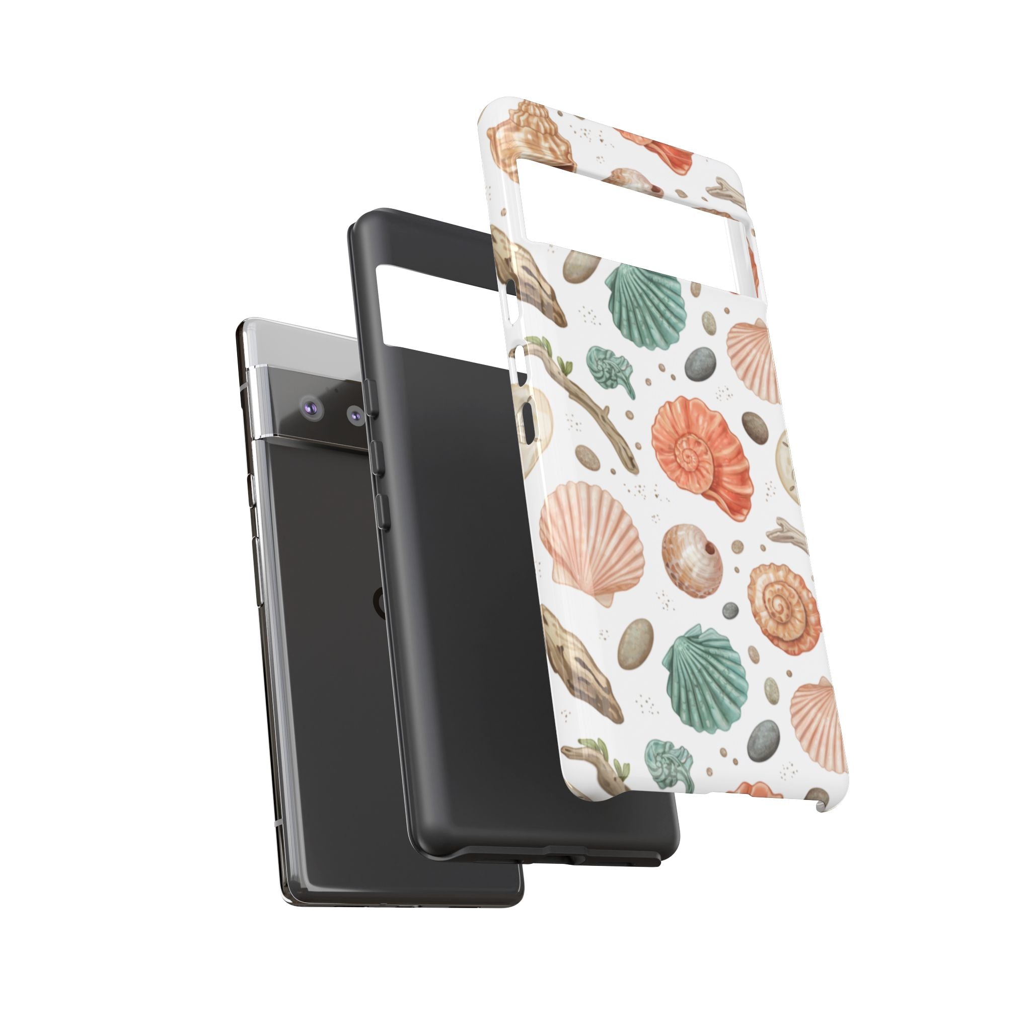 Seashell Pattern Phone Case - Coastal Beach Shells Protective Tough Case