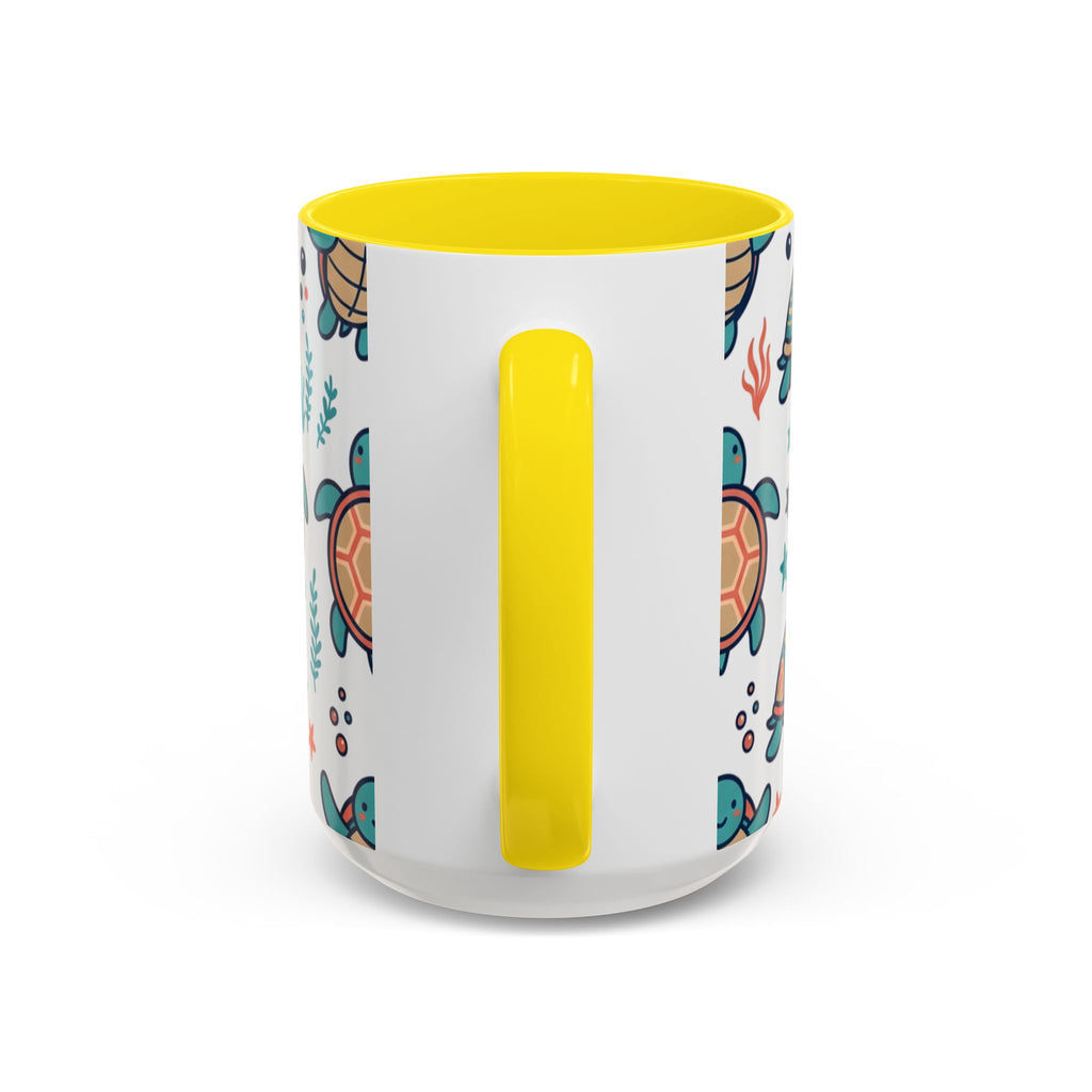 Turtle Pattern Coffee Mug — Cute Sea Turtle Accent Mug (11/15oz)