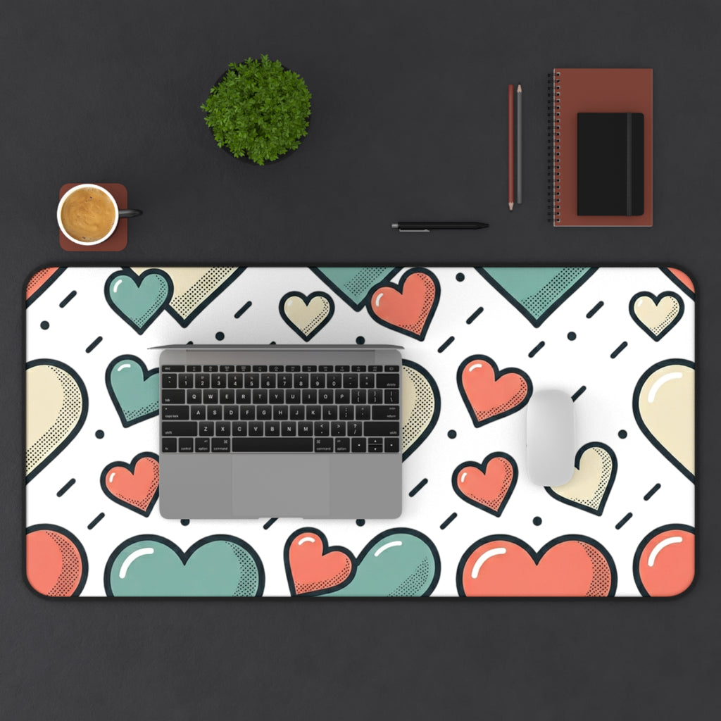 Heart Pattern Desk Mat — Cute Pastel Hearts Mouse Pad for Valentine’s Day & Everyday