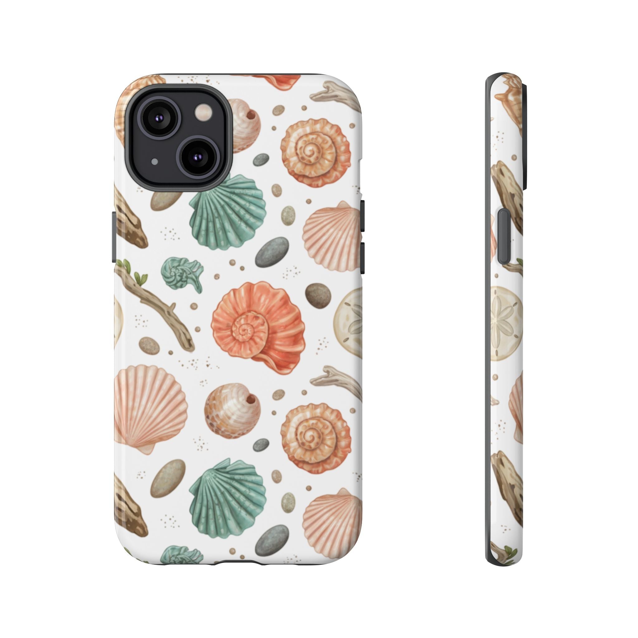 Seashell Pattern Phone Case - Coastal Beach Shells Protective Tough Case