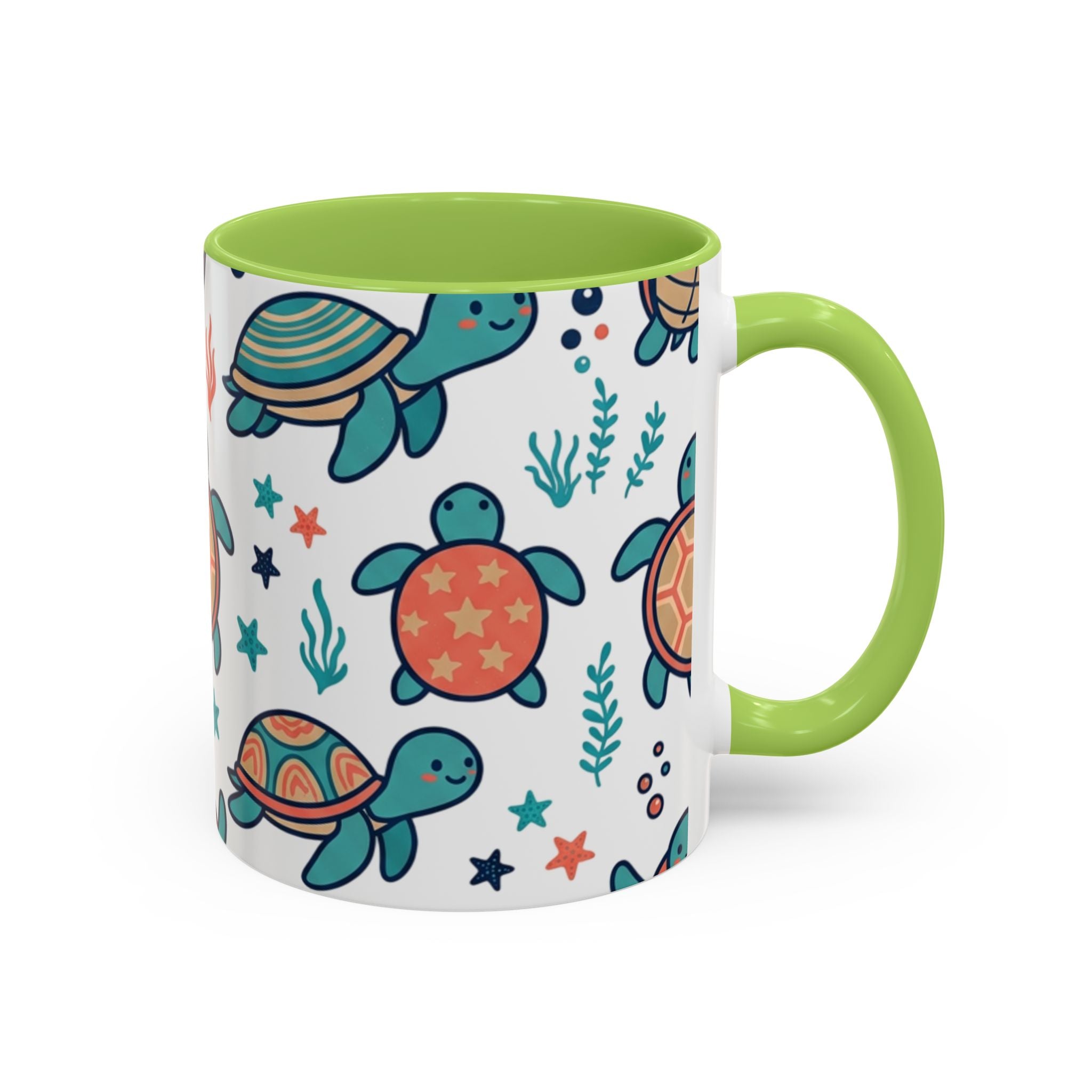 Turtle Pattern Coffee Mug — Cute Sea Turtle Accent Mug (11/15oz)