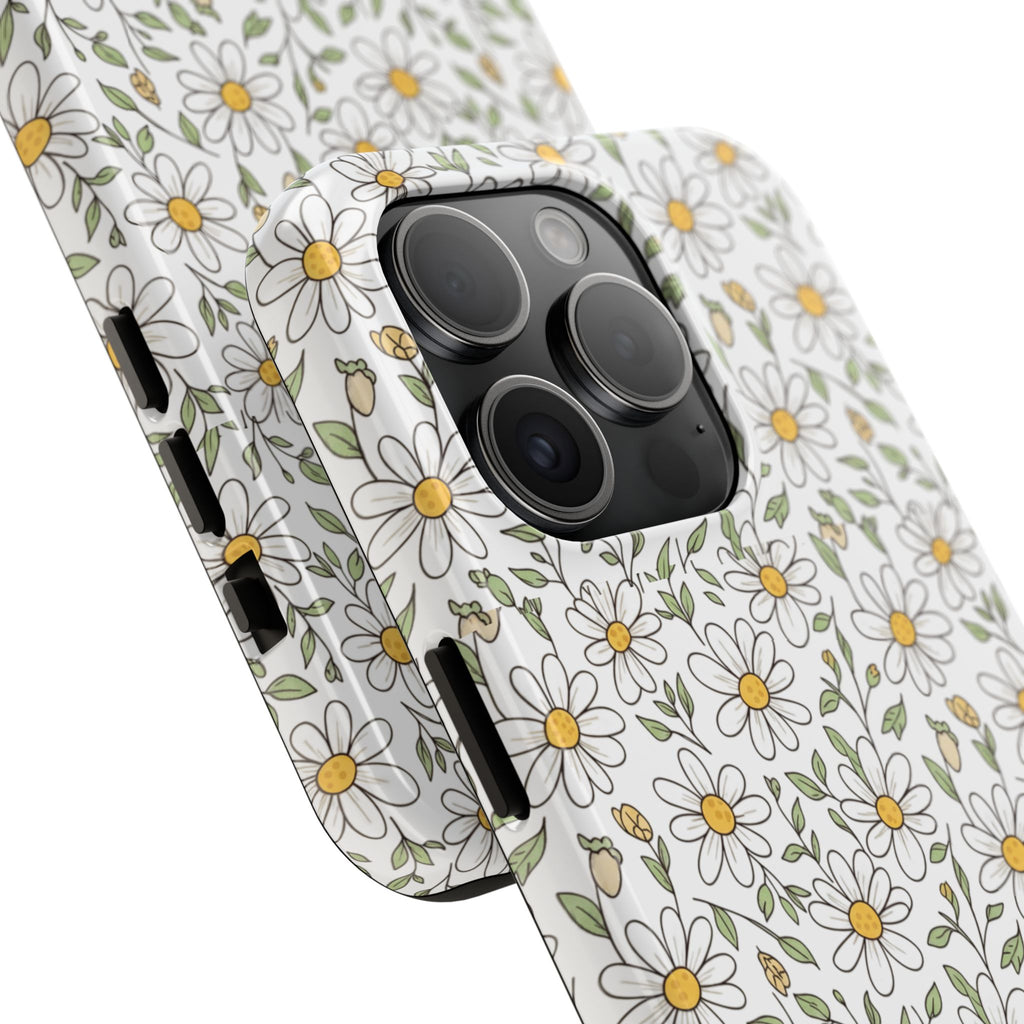 Daisy Floral Tough Phone Case — Protective White Spring Pattern