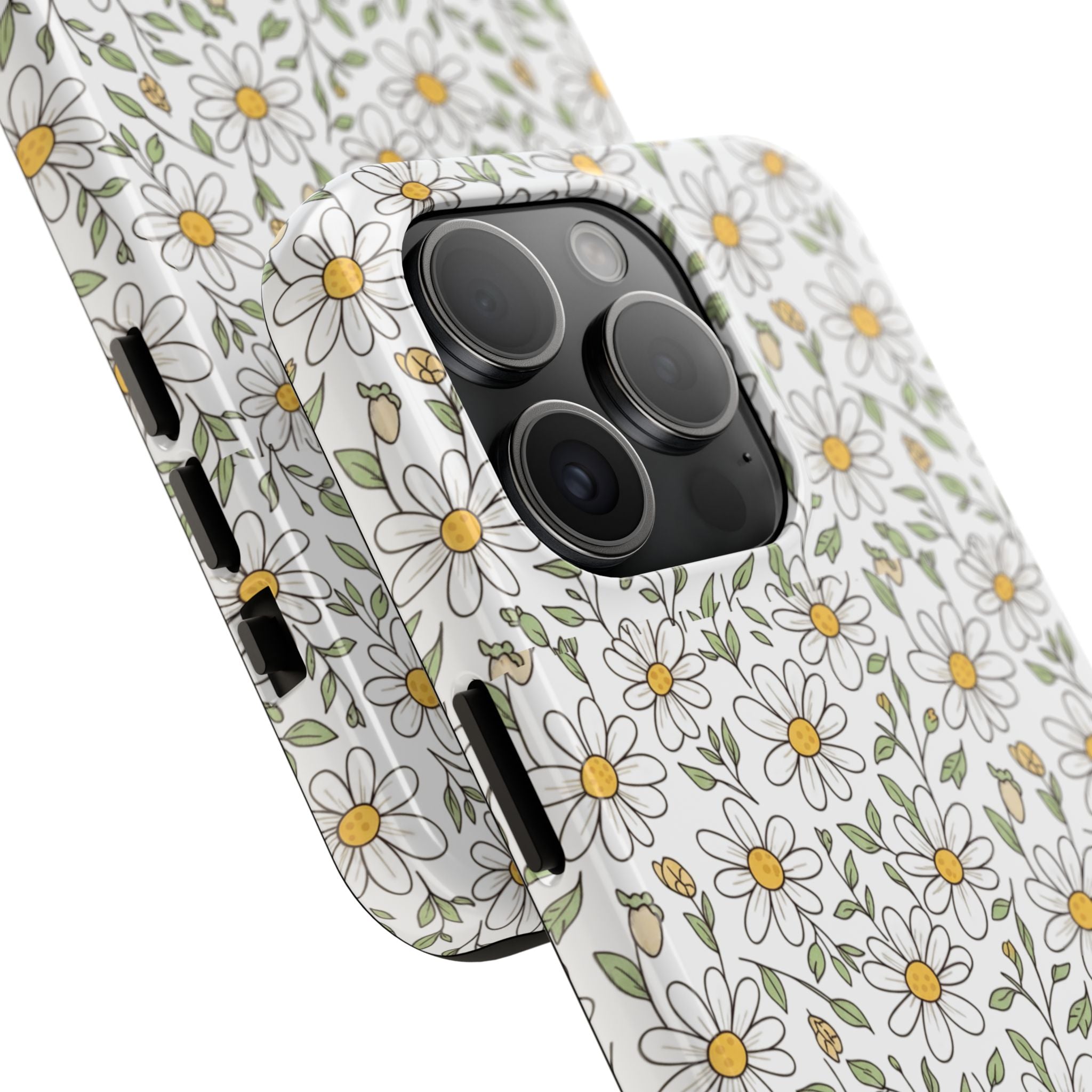 Daisy Floral Tough Phone Case — Protective White Spring Pattern