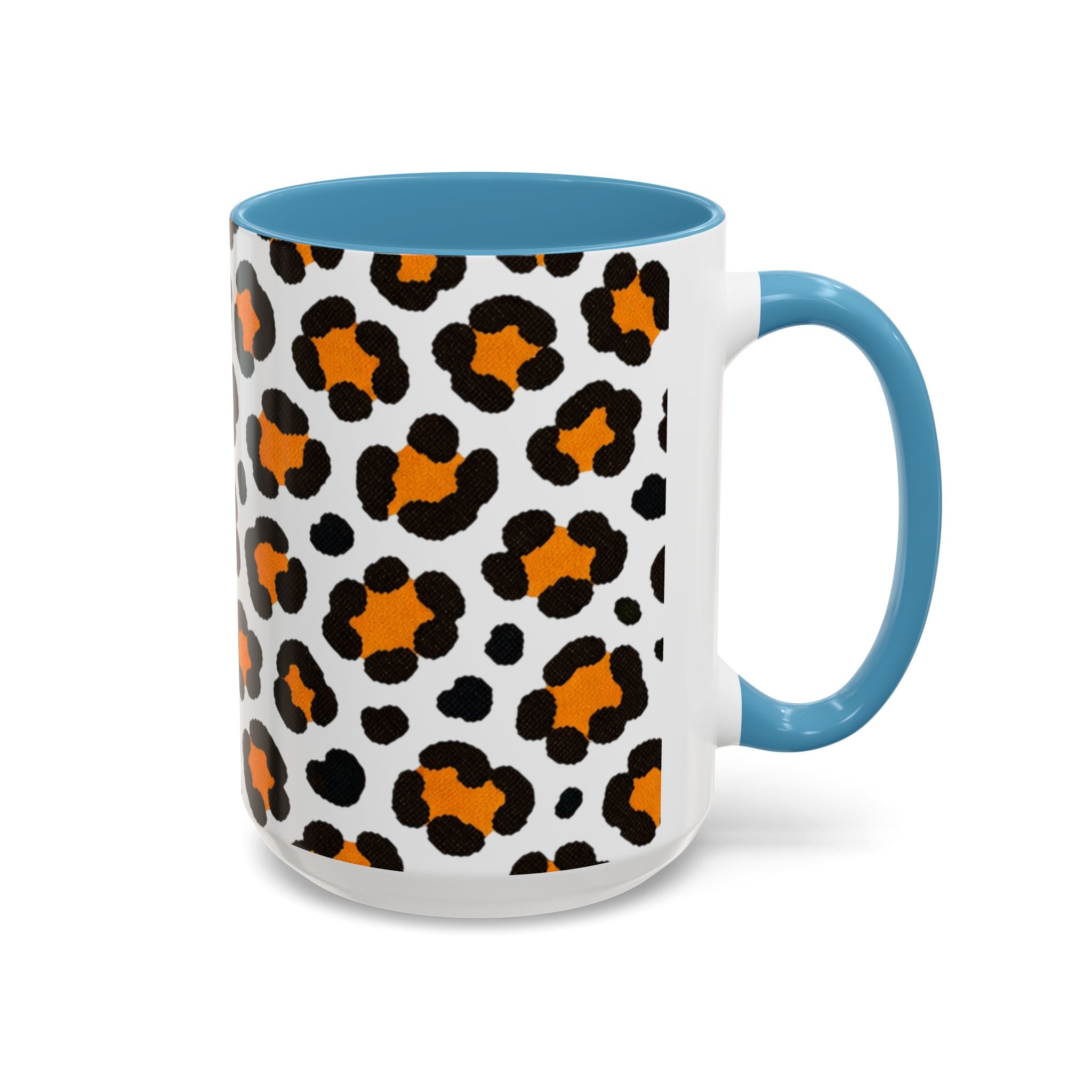 Leopard Print Accent Coffee Mug - Orange & Black Pattern 11/15oz