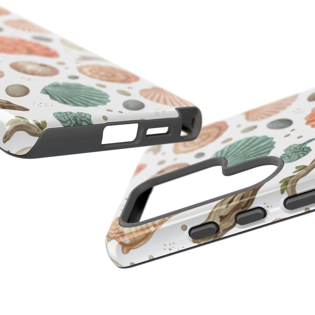 Seashell Pattern Phone Case - Coastal Beach Shells Protective Tough Case