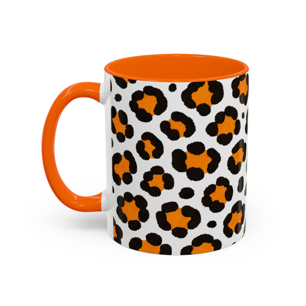 Leopard Print Accent Coffee Mug - Orange & Black Pattern 11/15oz