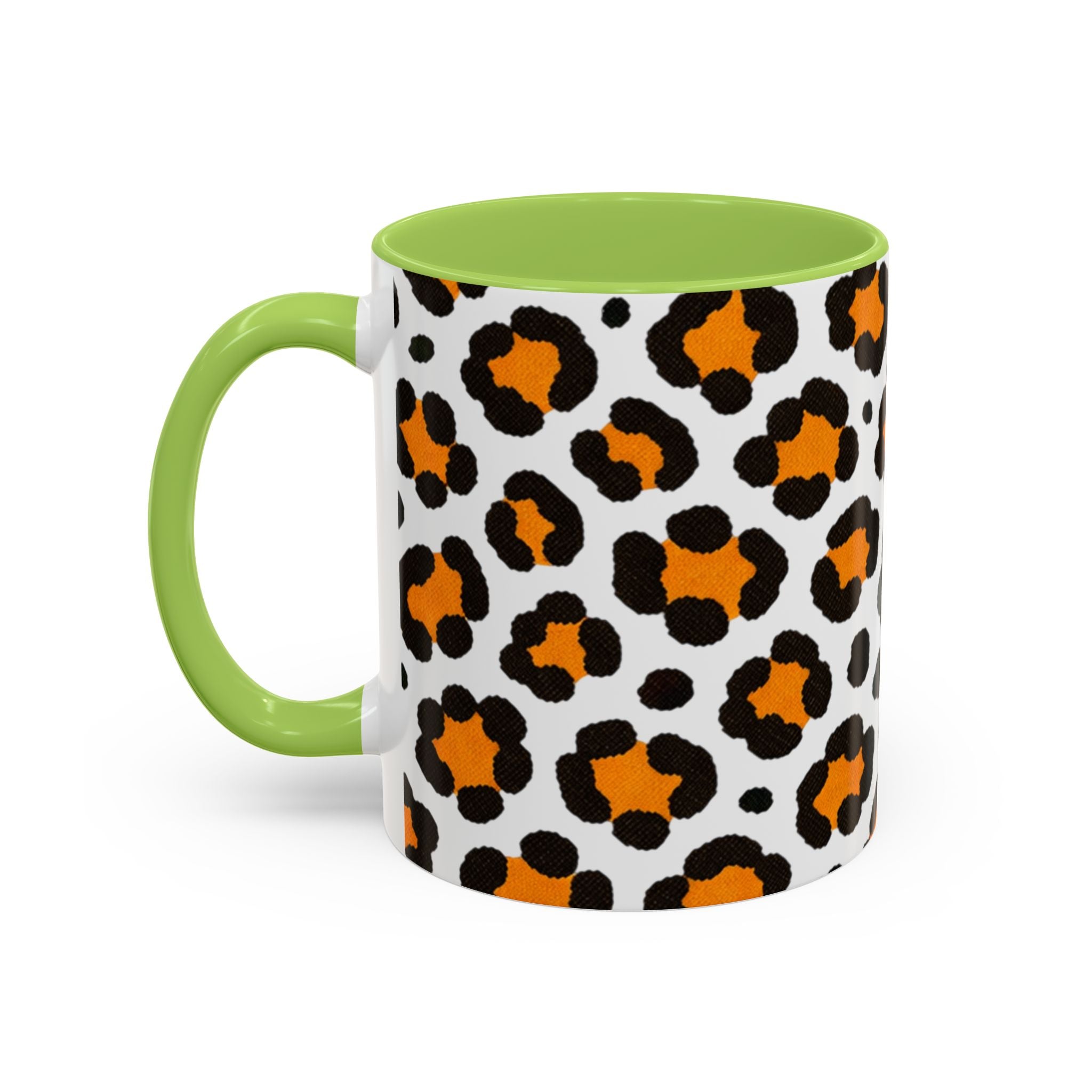 Leopard Print Accent Coffee Mug - Orange & Black Pattern 11/15oz