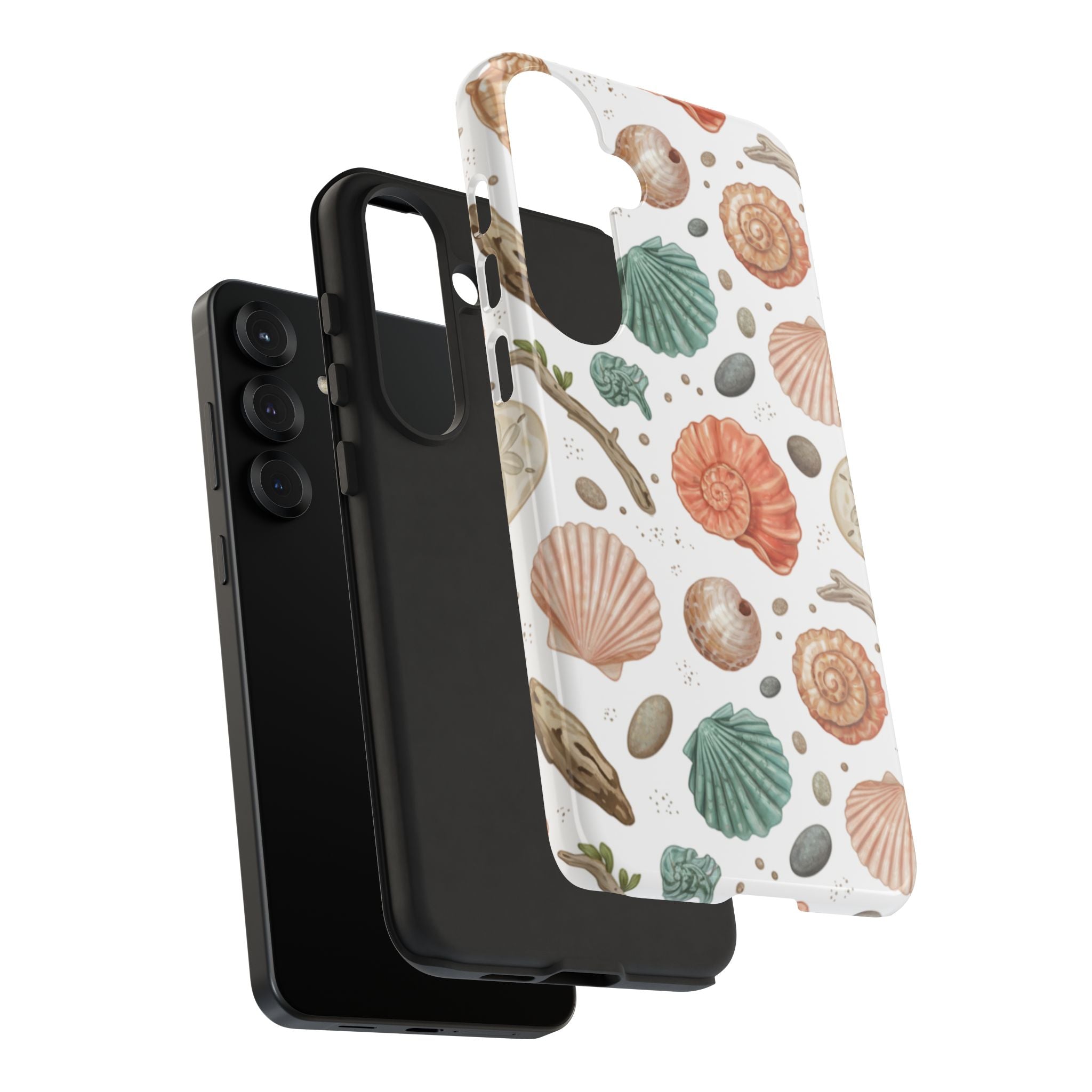 Seashell Pattern Phone Case - Coastal Beach Shells Protective Tough Case