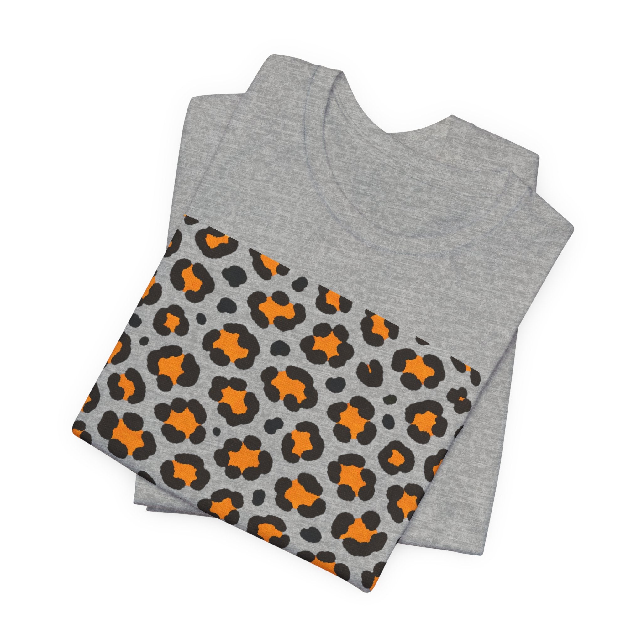Leopard Print Orange Square T‑Shirt – Animal Print Graphic Tee