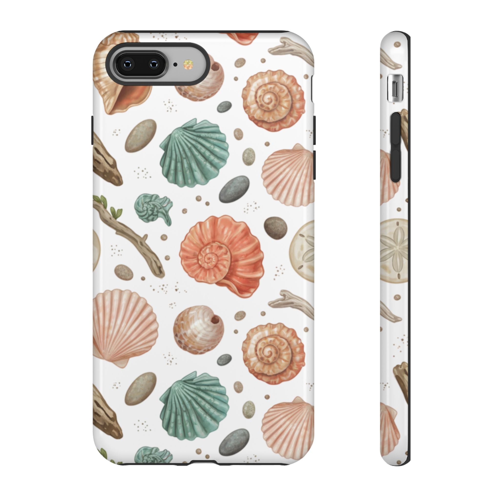 Seashell Pattern Phone Case - Coastal Beach Shells Protective Tough Case
