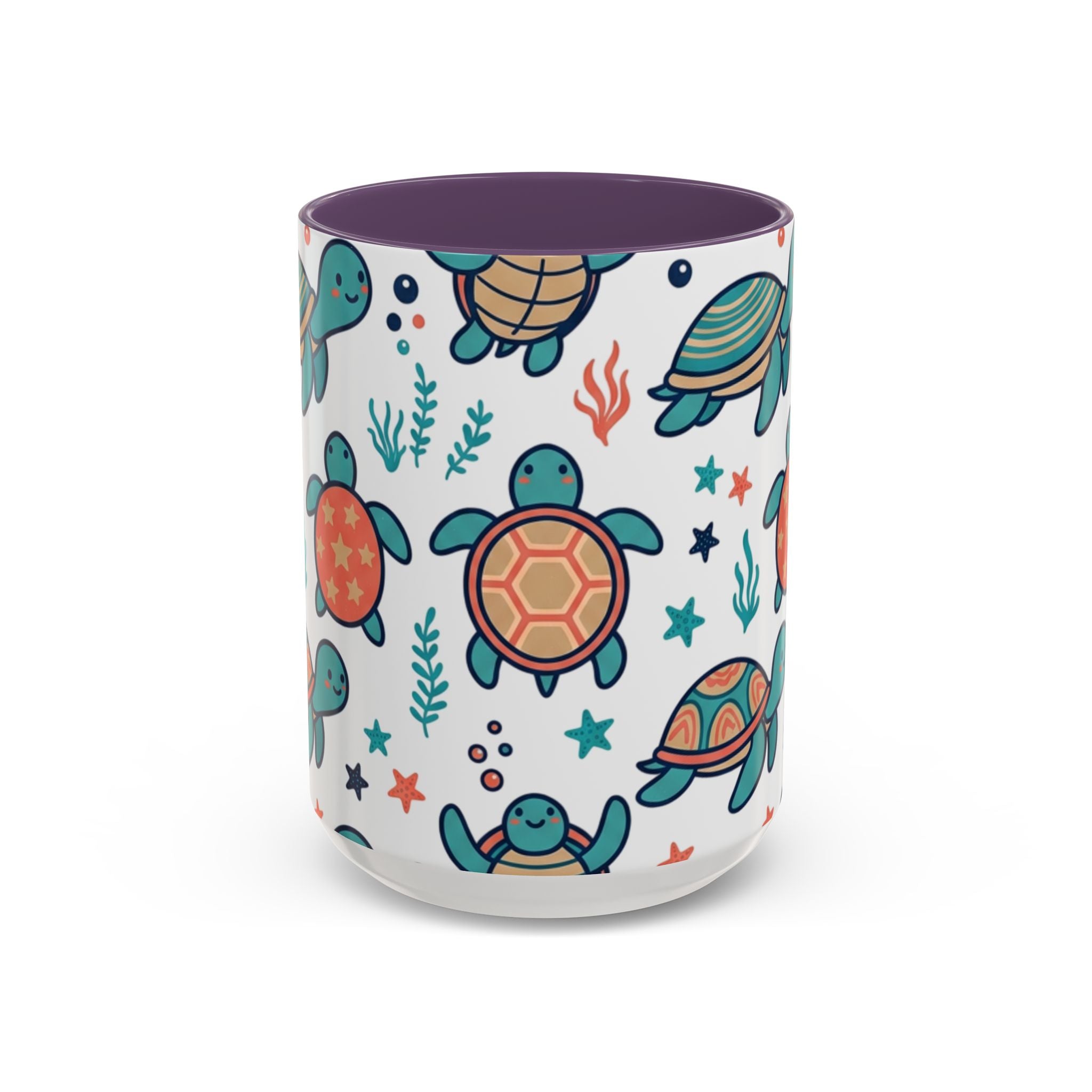 Turtle Pattern Coffee Mug — Cute Sea Turtle Accent Mug (11/15oz)