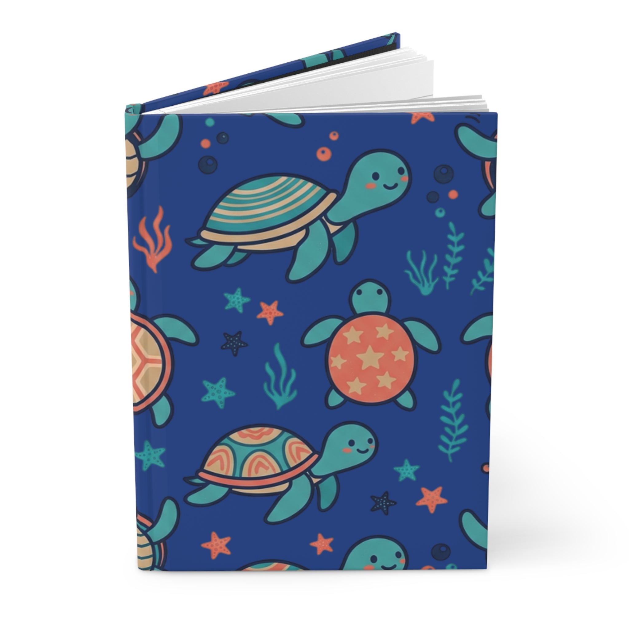 Turtle Pattern Hardcover Journal — Cute Sea Turtle Notebook for Kids & Ocean Lovers
