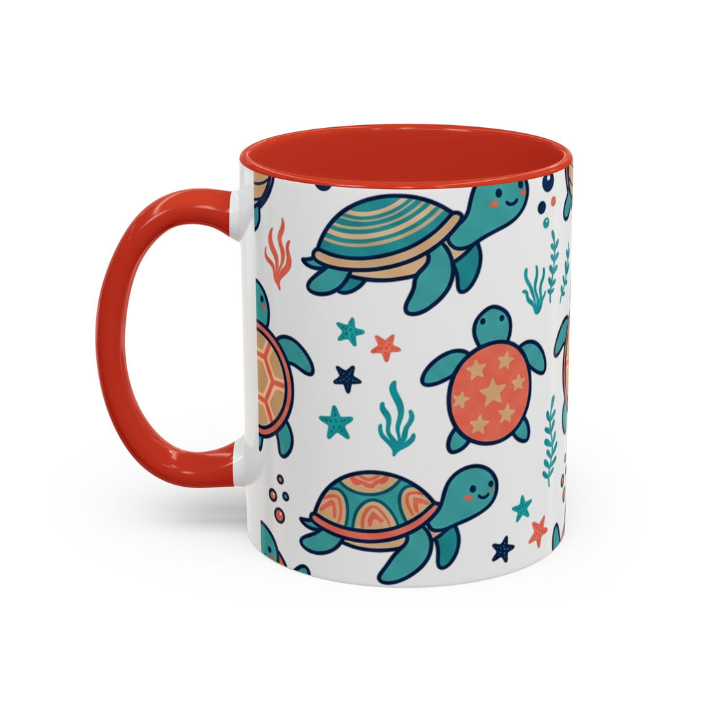 Turtle Pattern Coffee Mug — Cute Sea Turtle Accent Mug (11/15oz)