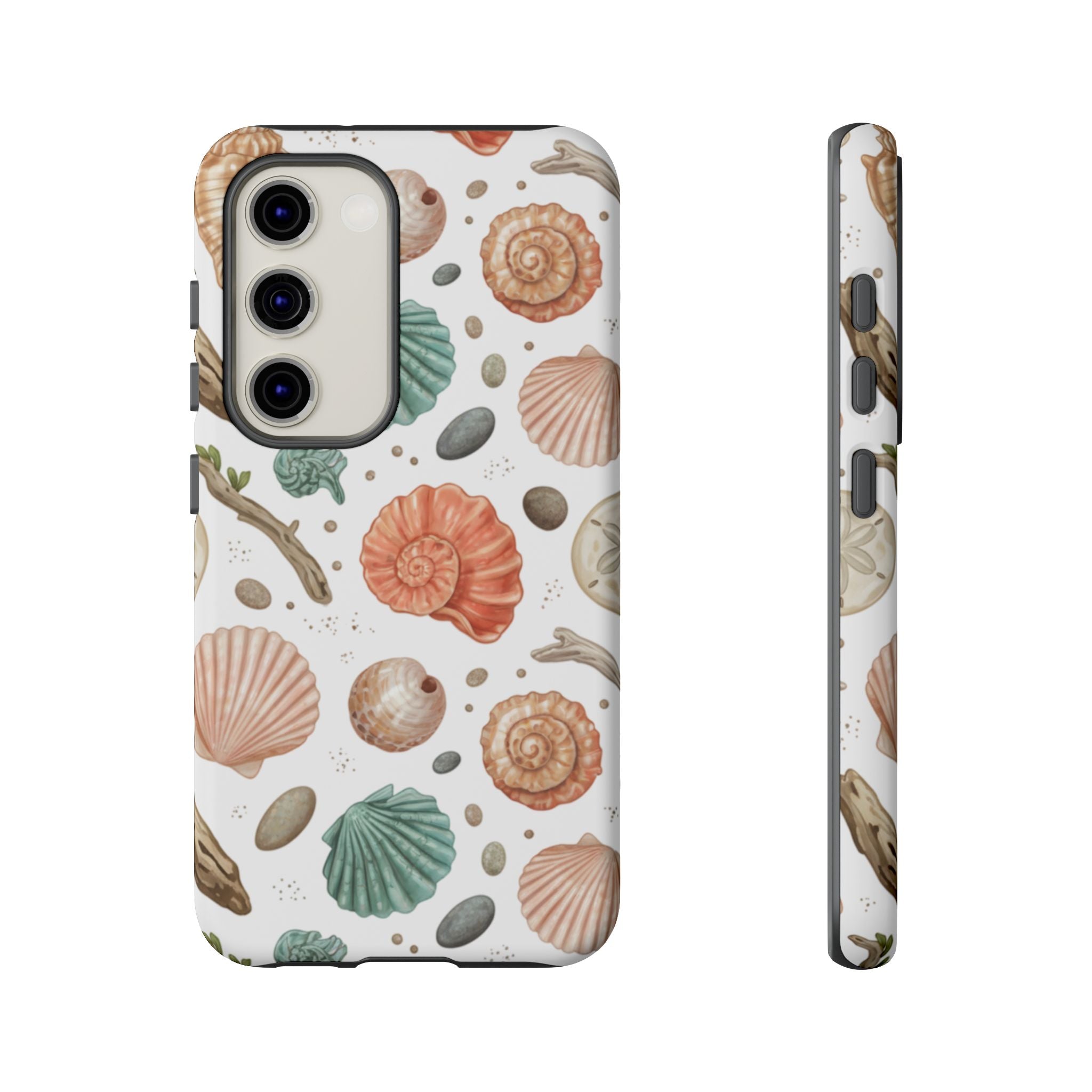 Seashell Pattern Phone Case - Coastal Beach Shells Protective Tough Case